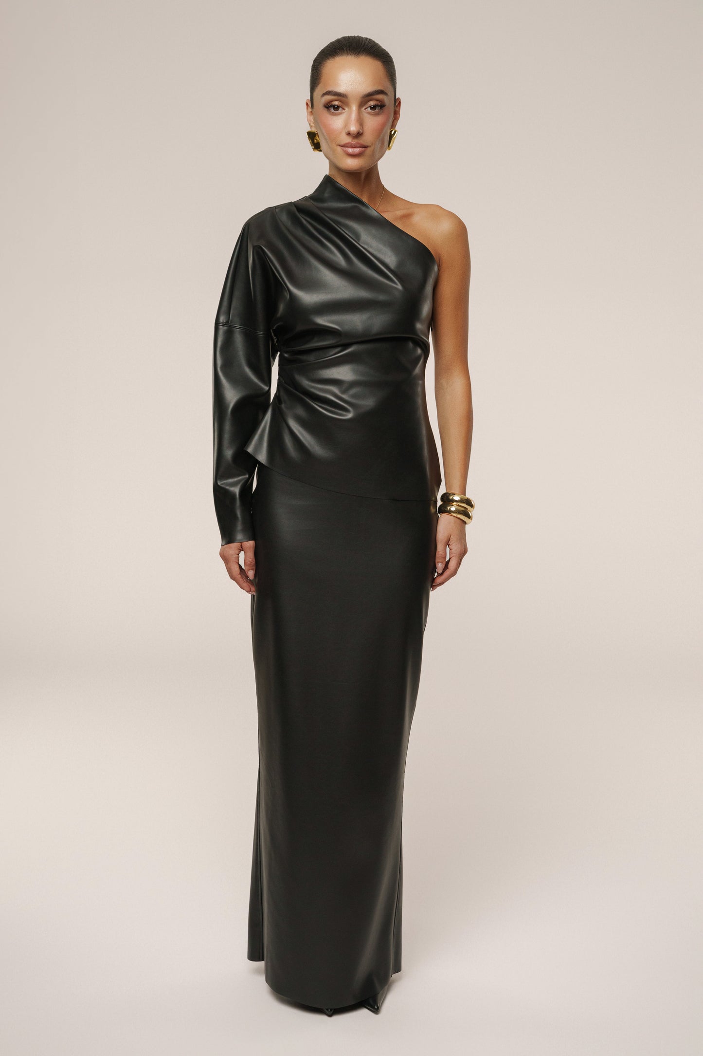 Black Ace PU Leather Skirt JLUXLABEL
