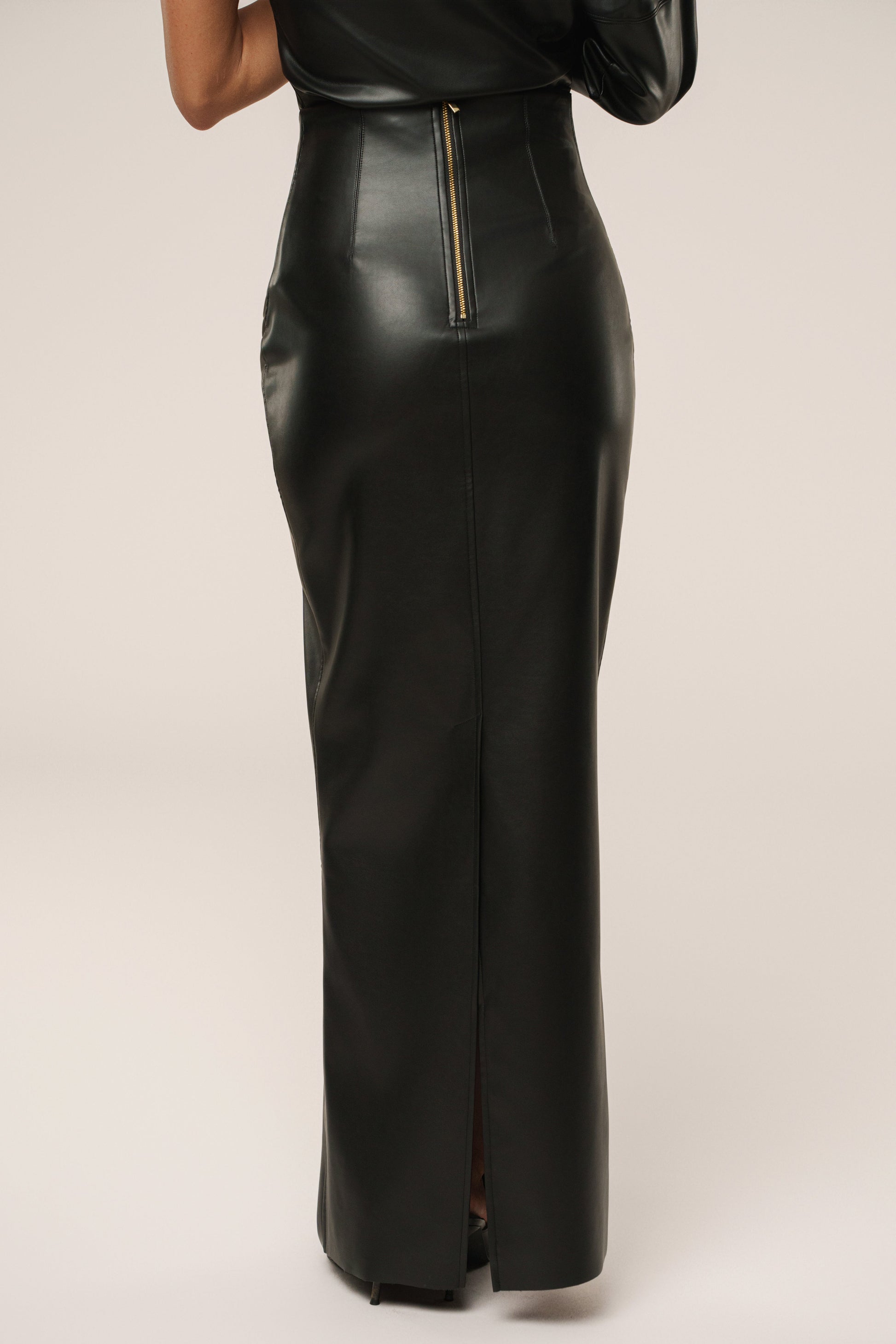 Black Ace PU Leather Skirt JLUXLABEL