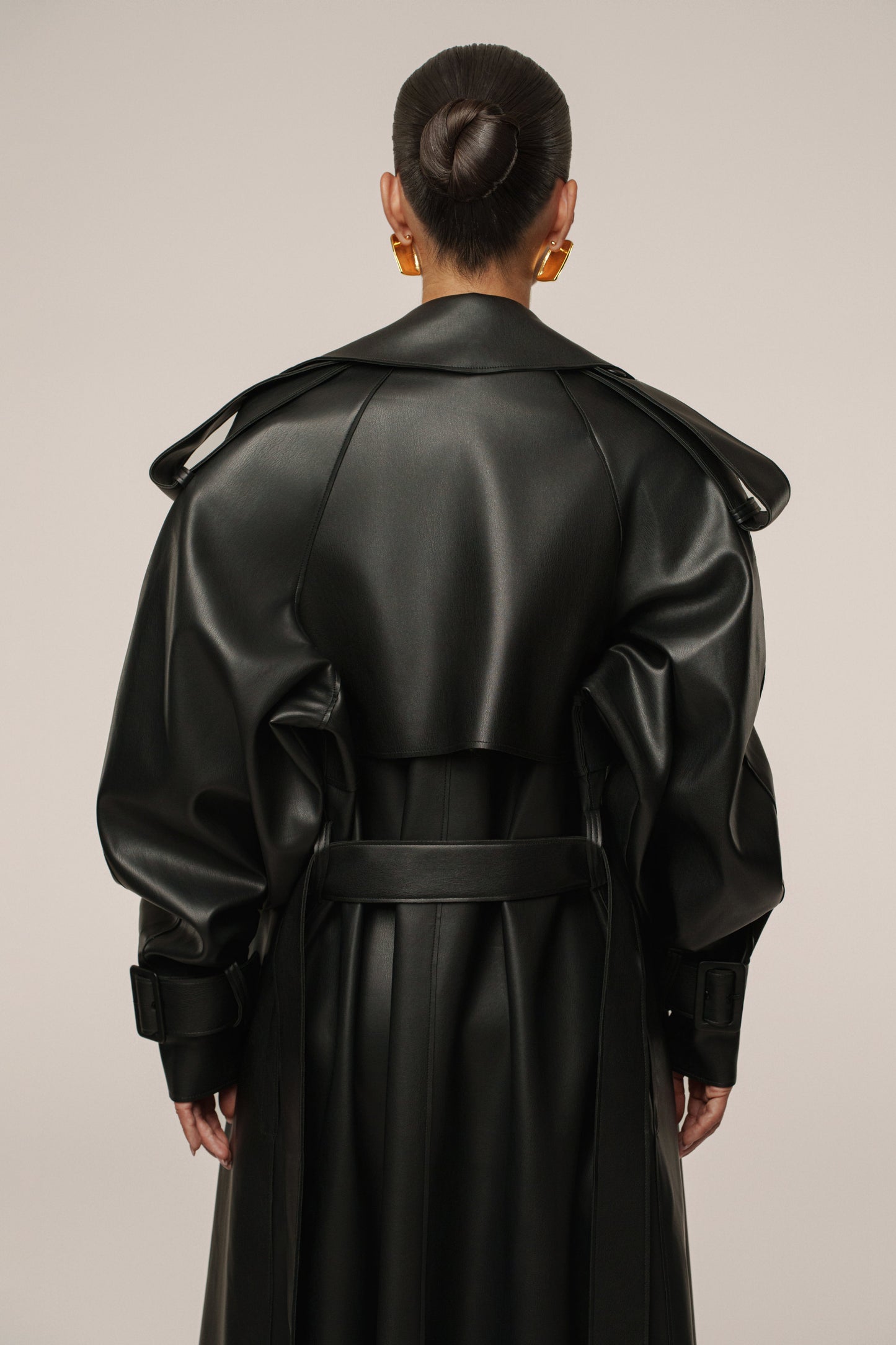 Black The Icon PU Leather Coat JLUXLABEL
