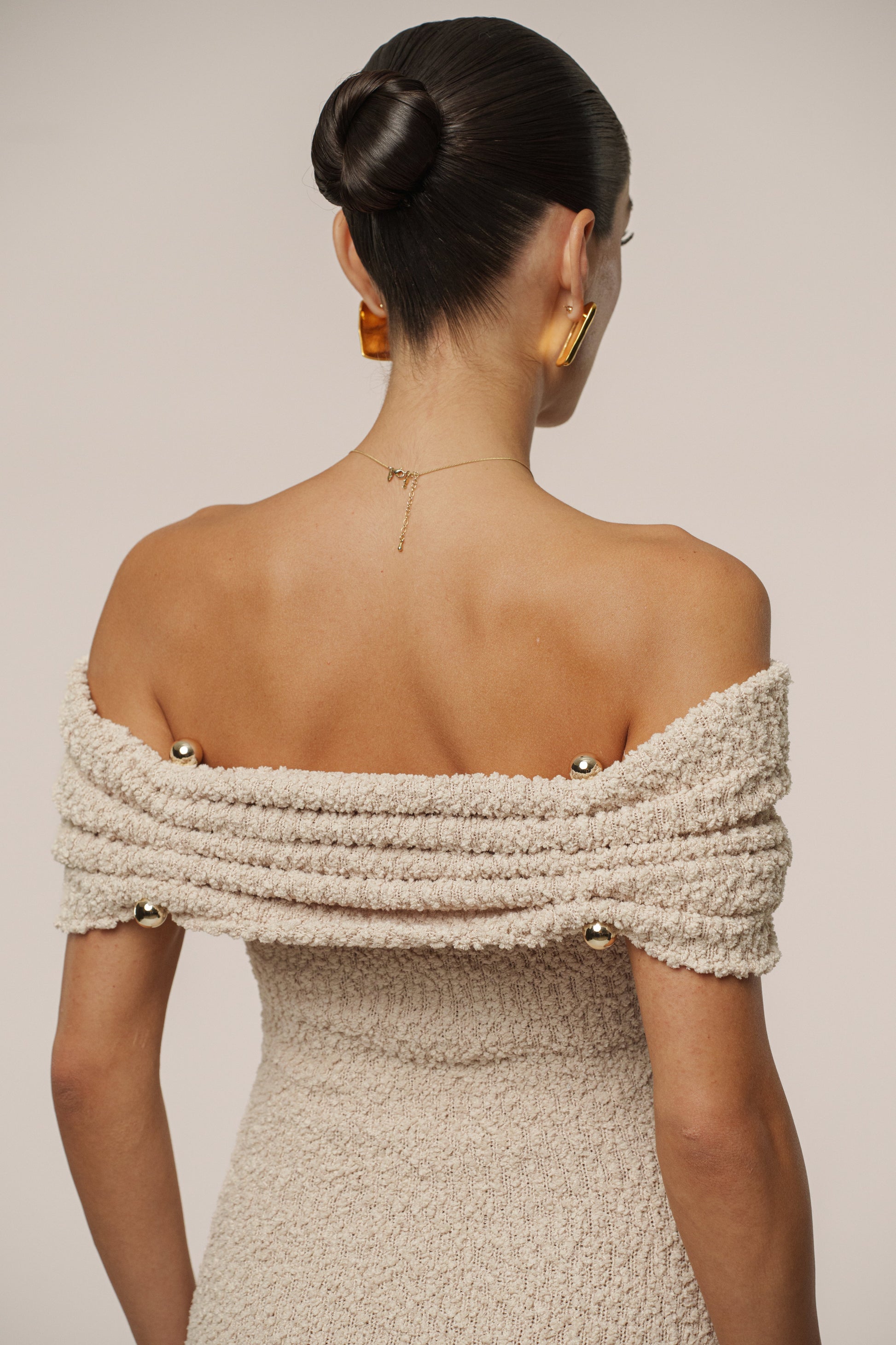 Beige Pour Over Mini Dress JLUXLABEL