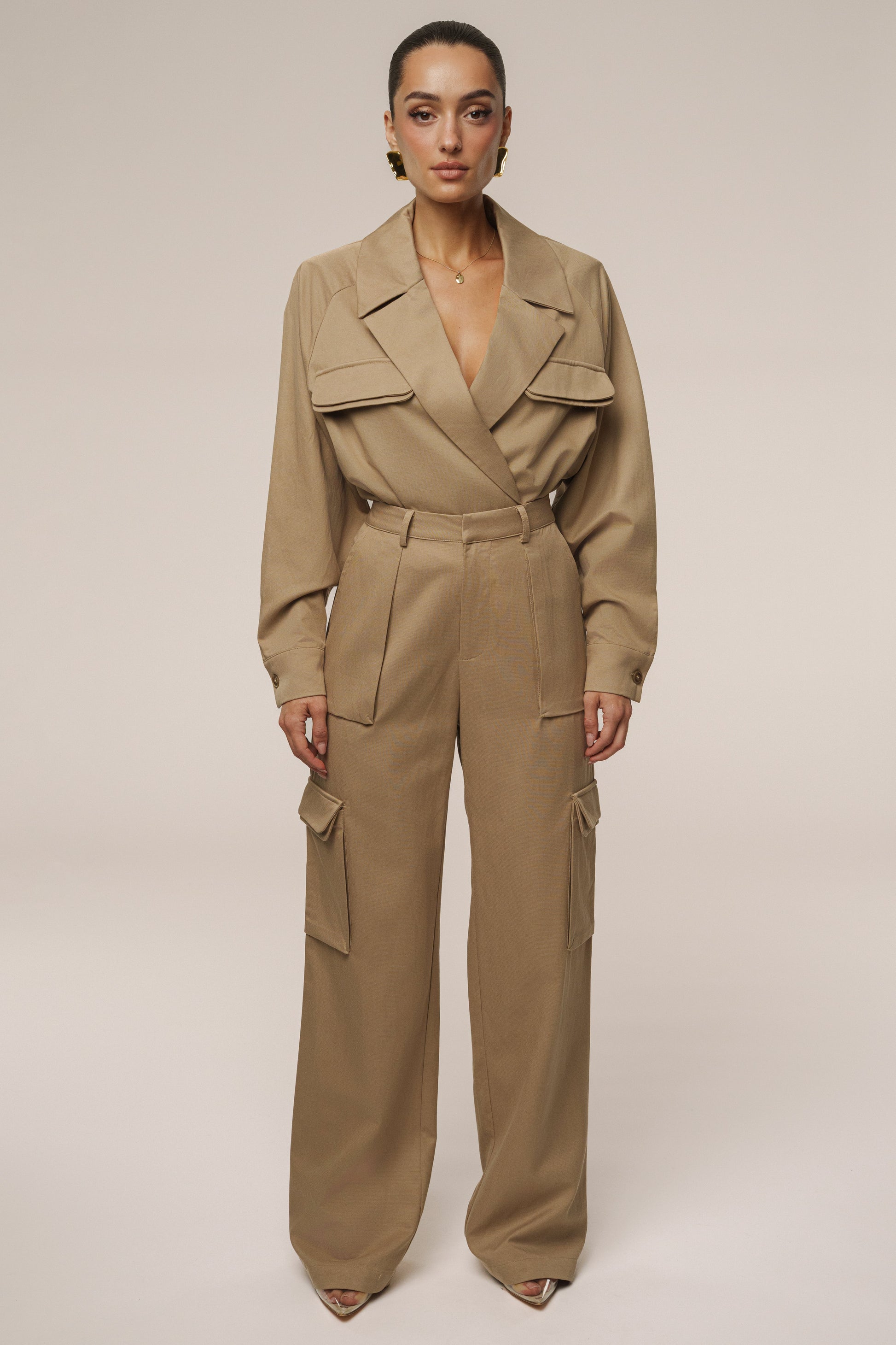 Tan Structure Theory Bodysuit JLUXLABEL