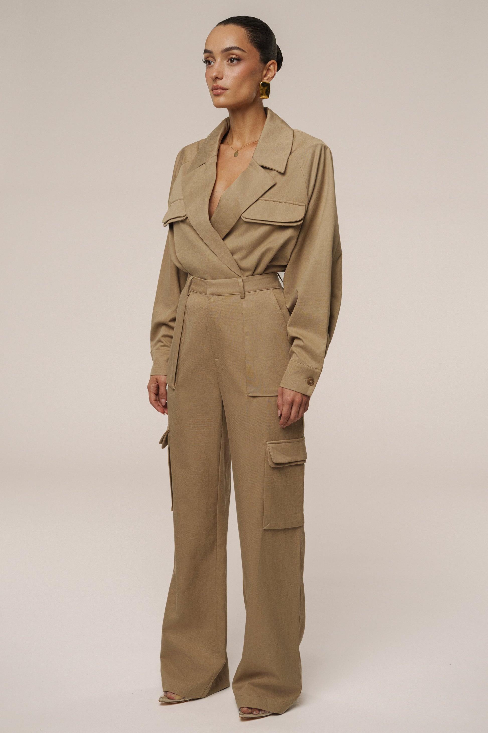 Tan Structure Theory Bodysuit JLUXLABEL