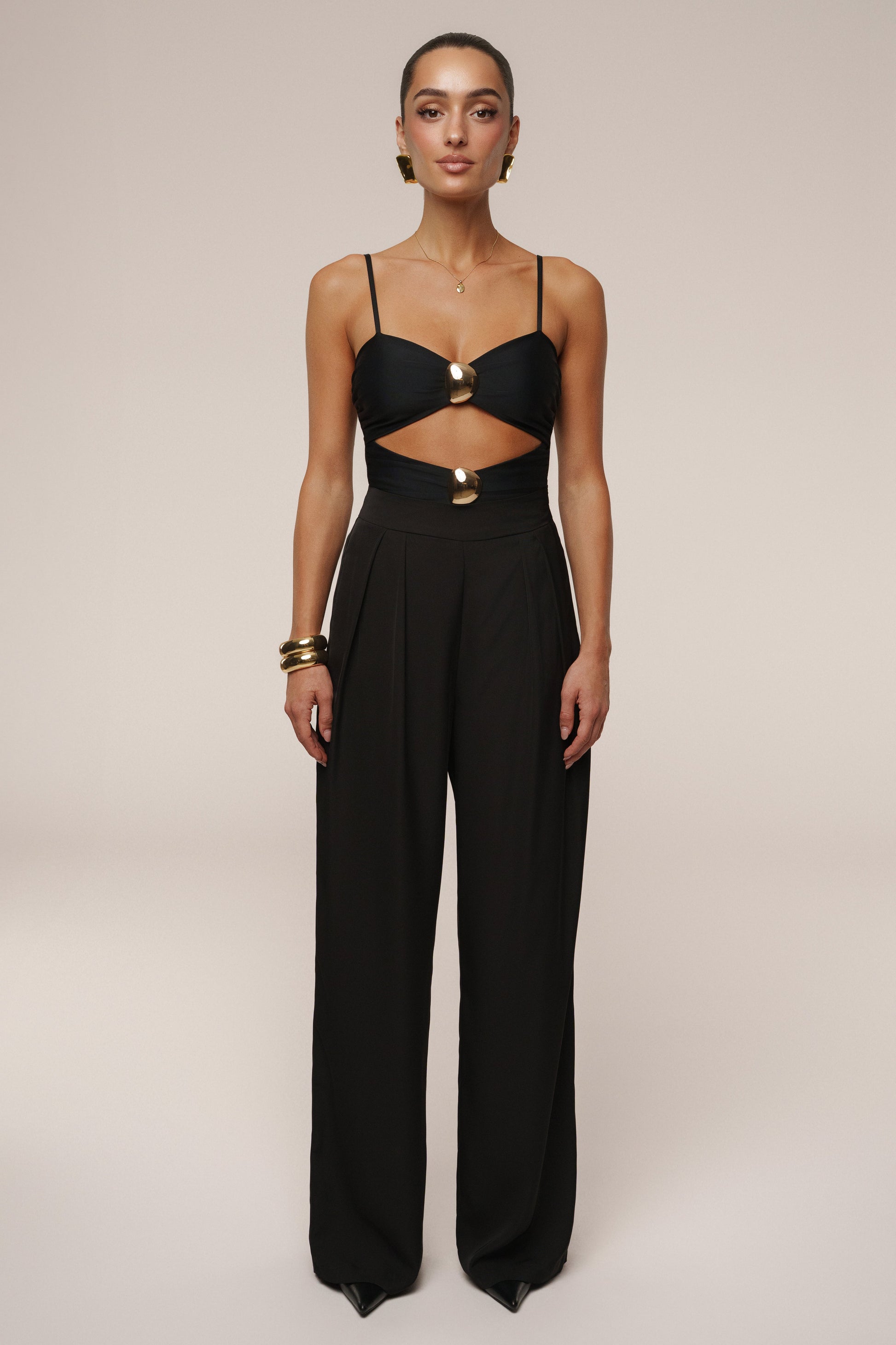 Black Aura Embellished Bodysuit NEWFASHIONEDGE