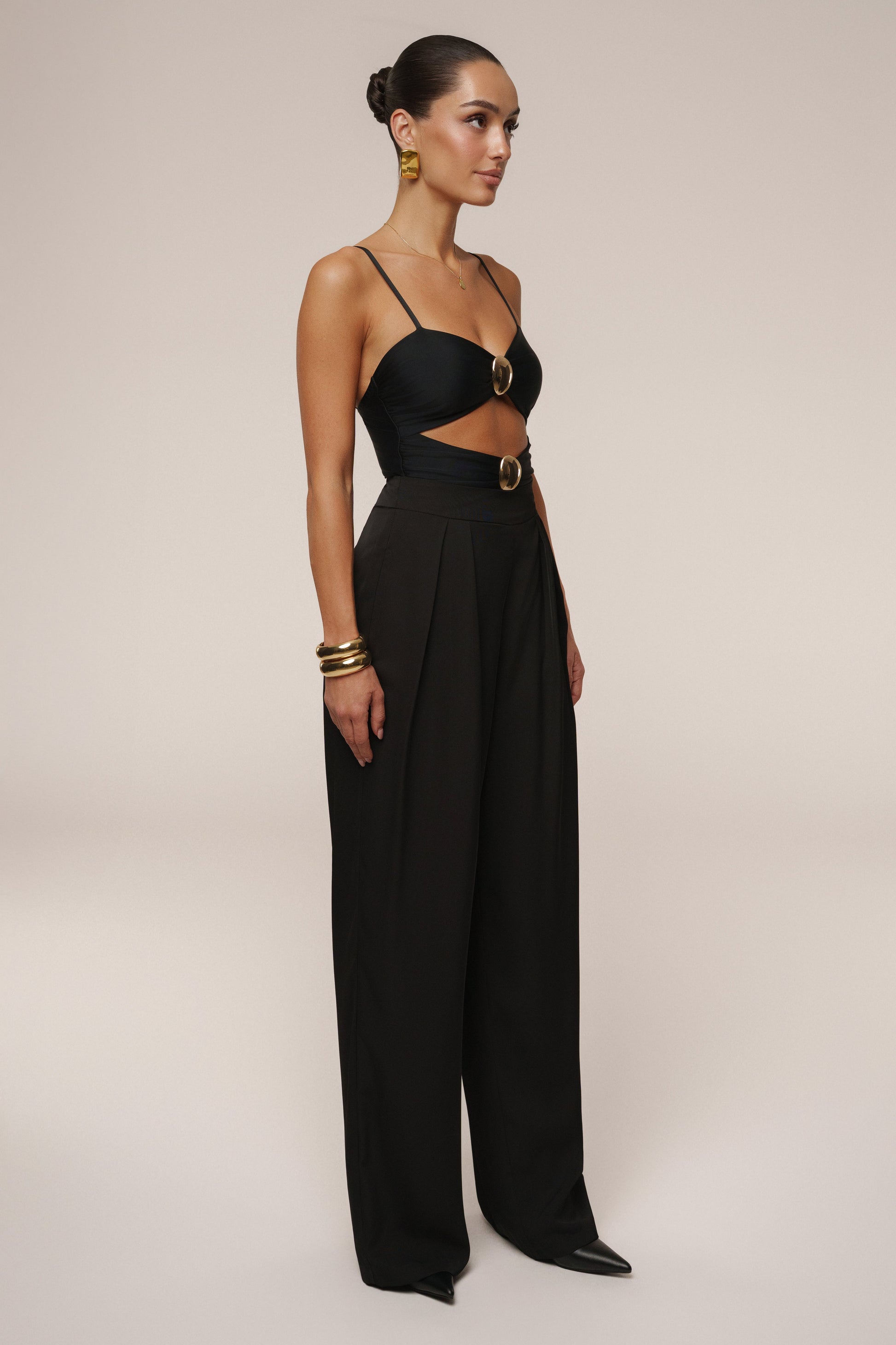 Black Aura Embellished Bodysuit NEWFASHIONEDGE