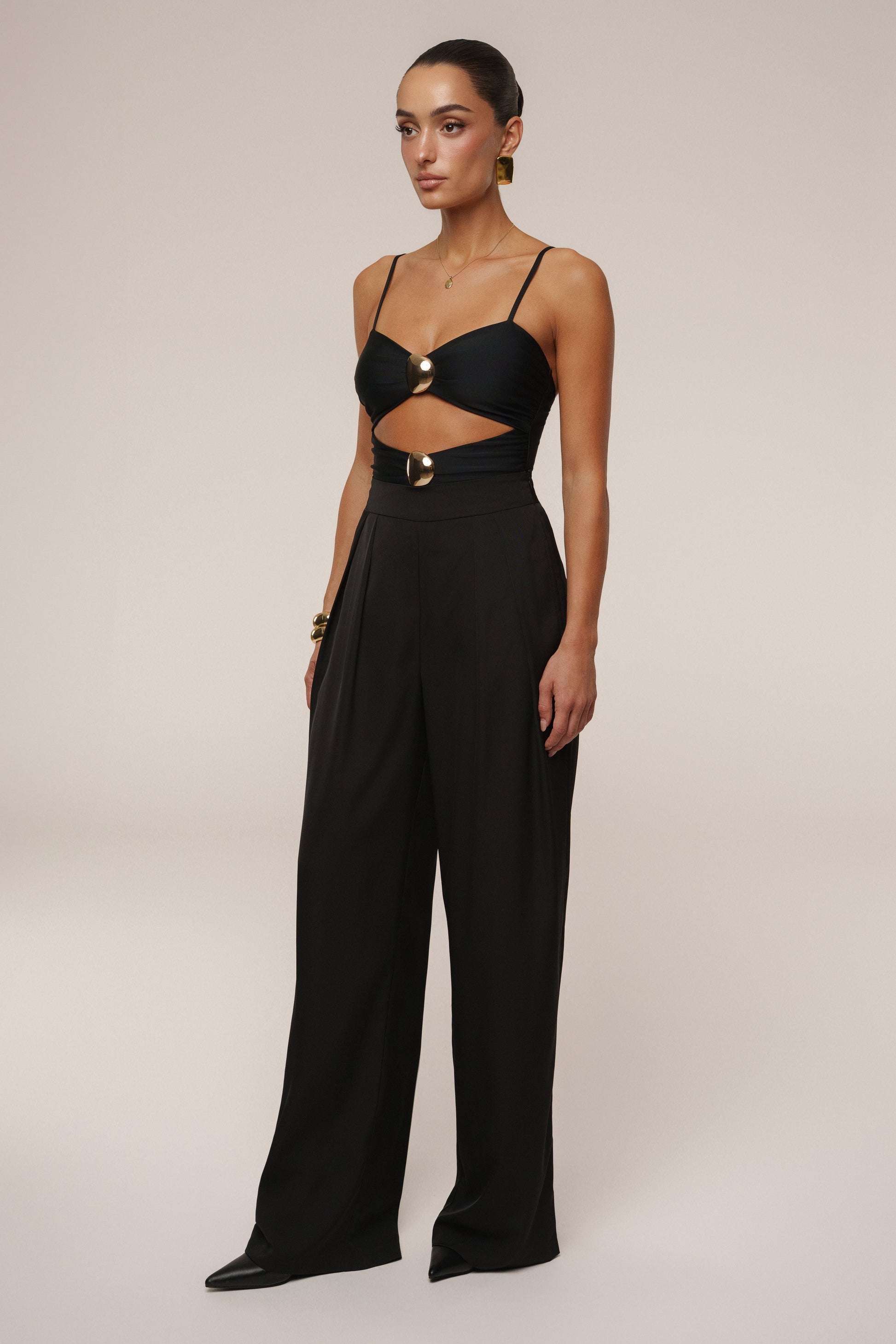 Black Aura Embellished Bodysuit NEWFASHIONEDGE