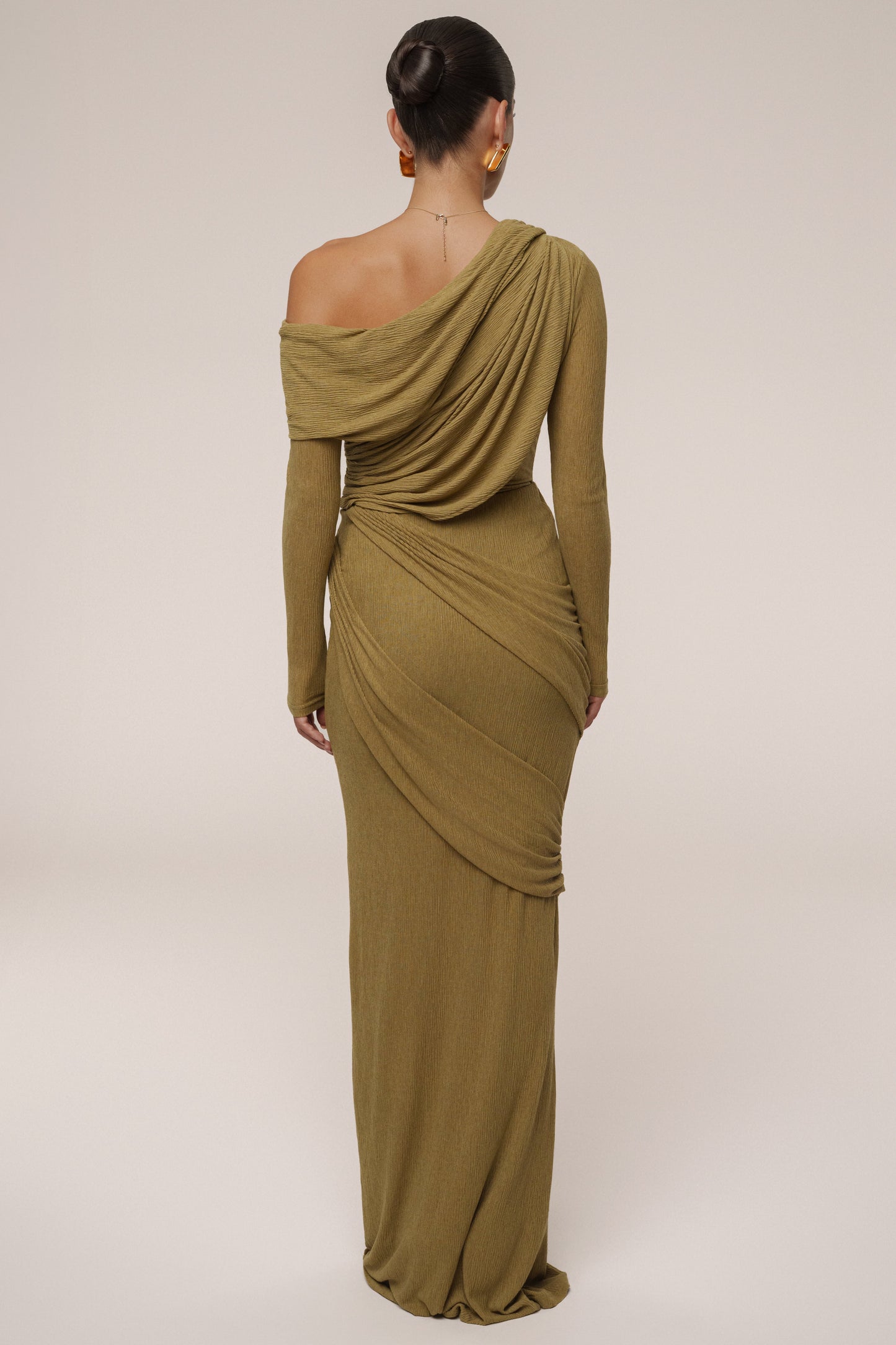 Moss Textured One Shoulder Bodysuit JLUXLABEL