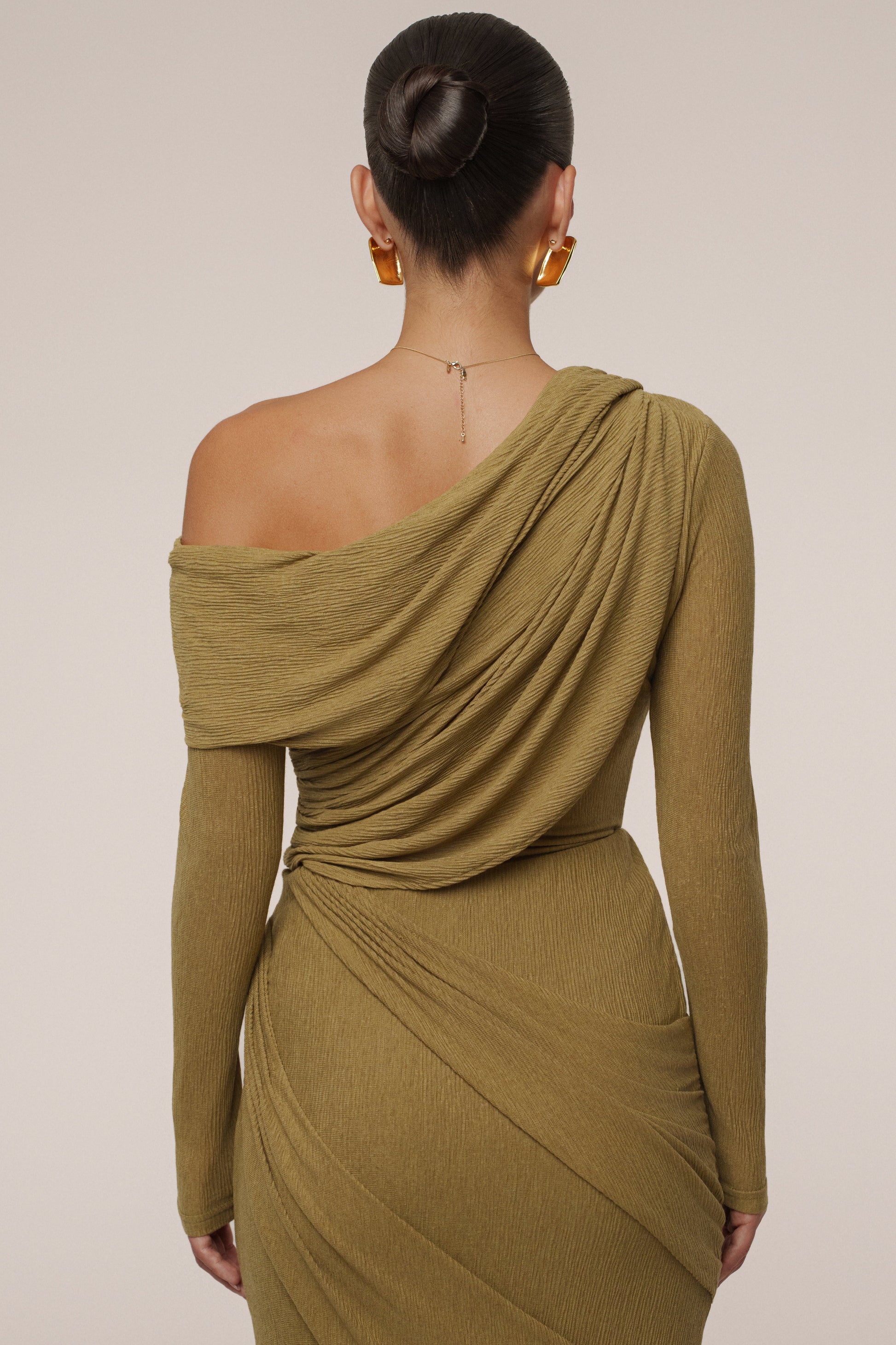 Moss Textured One Shoulder Bodysuit JLUXLABEL