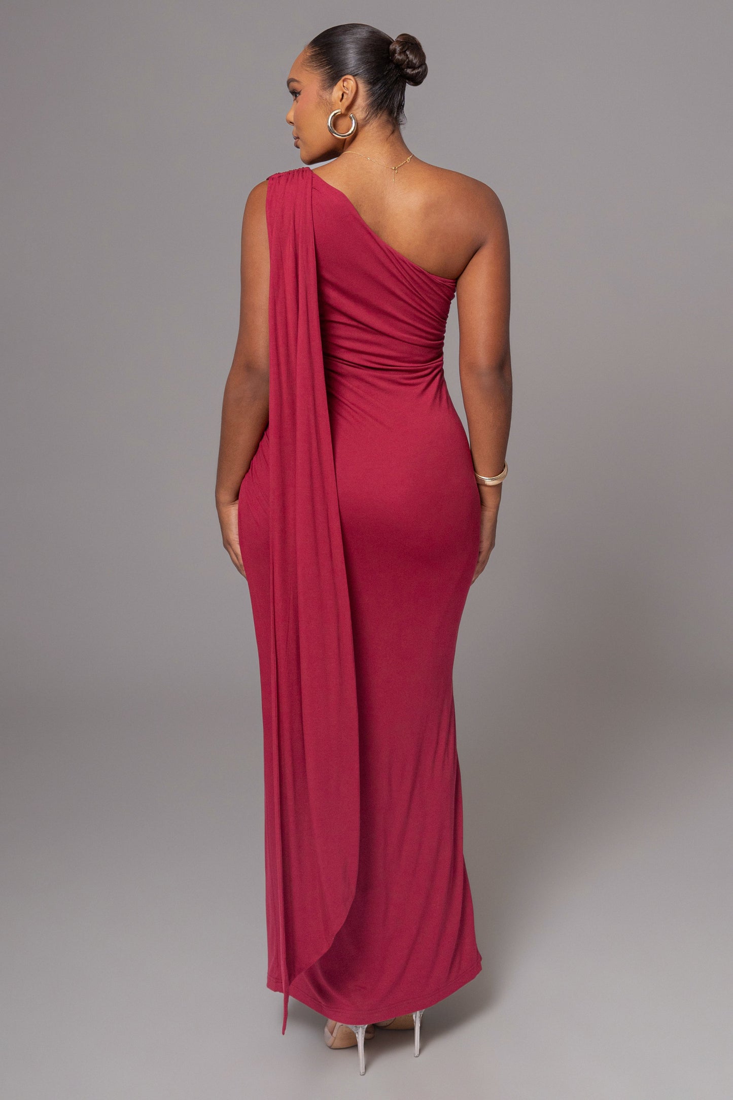 Red Kianna Drape Maxi Dress JLUXLABEL