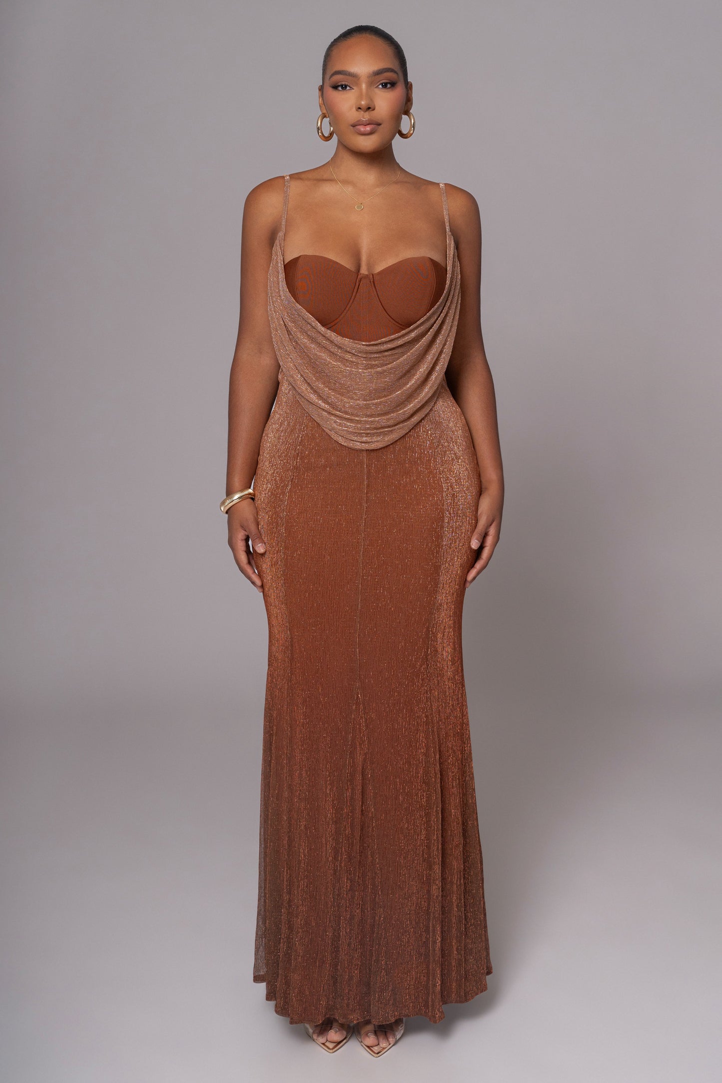 Gold Shimmery Nights Maxi Dress JLUXLABEL