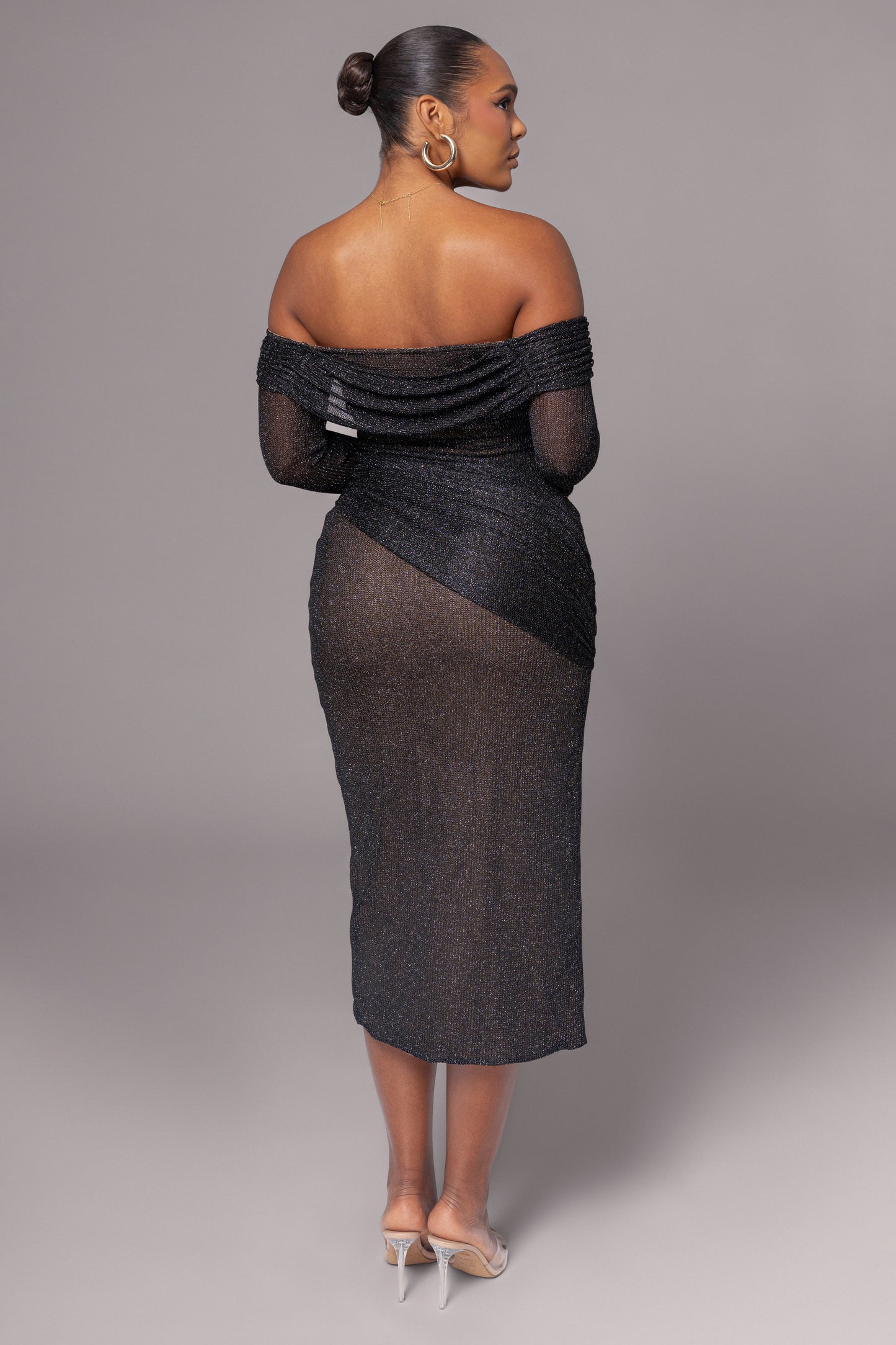 Black Island Elegance Drape Dress JLUXLABEL