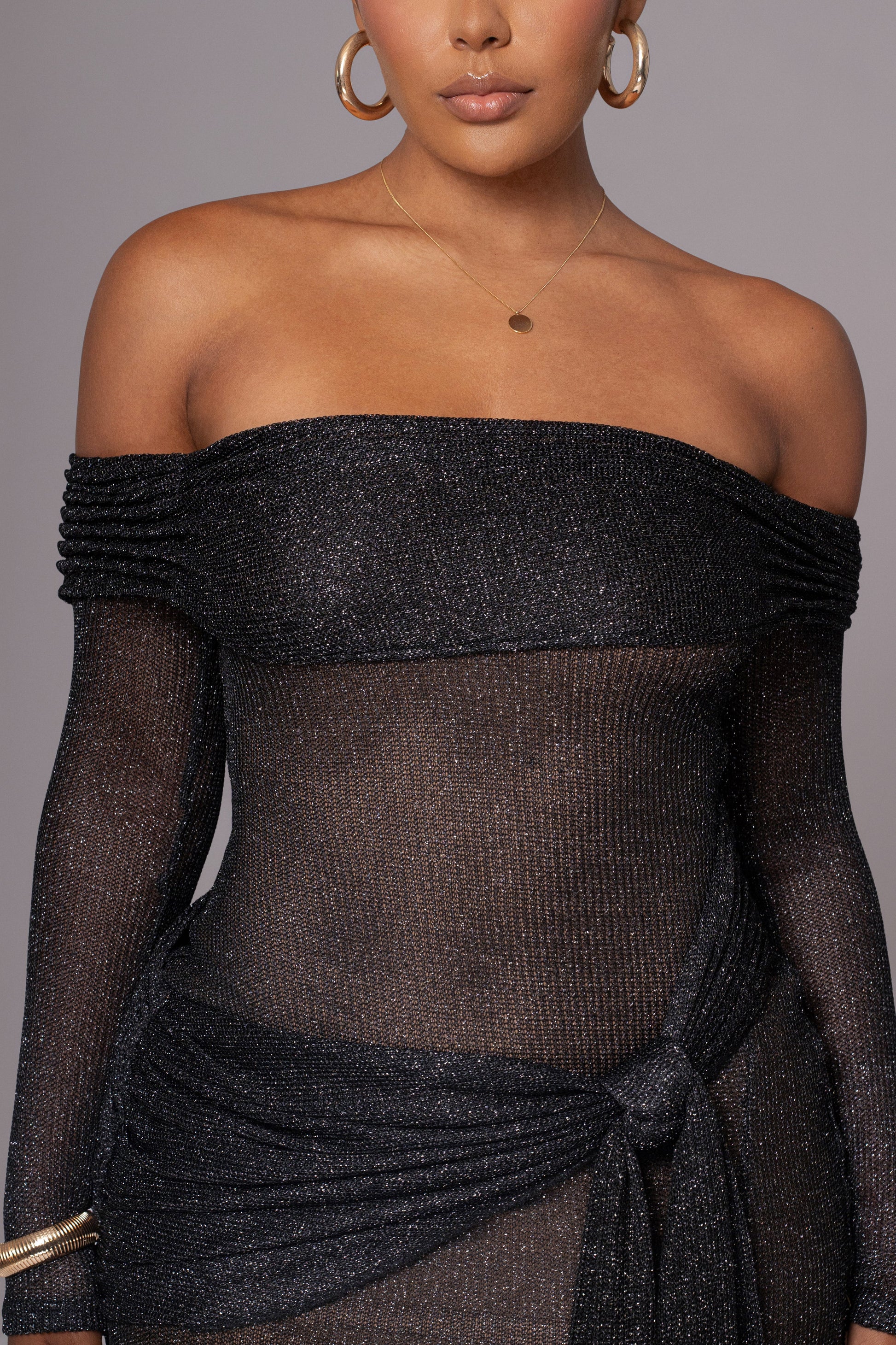 Black Island Elegance Drape Dress JLUXLABEL