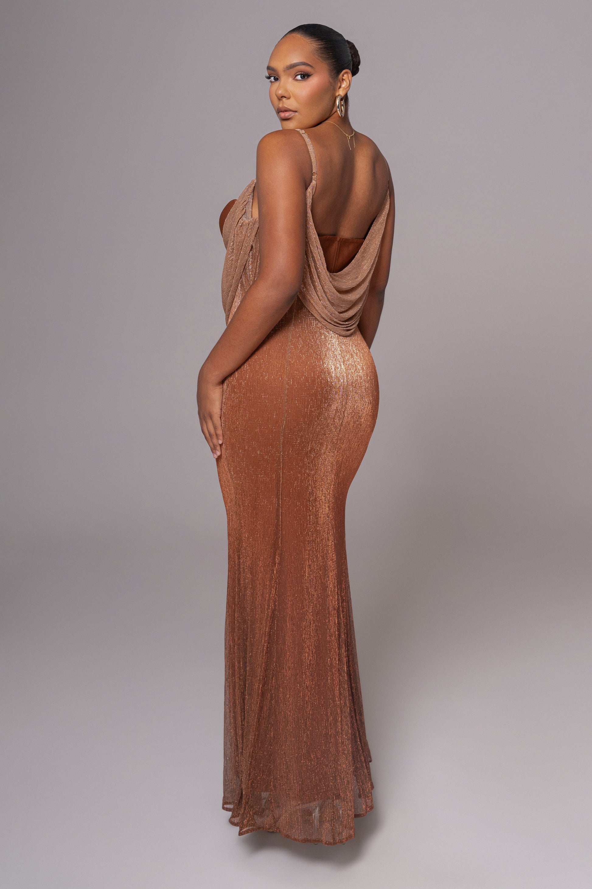 Gold Shimmery Nights Maxi Dress JLUXLABEL