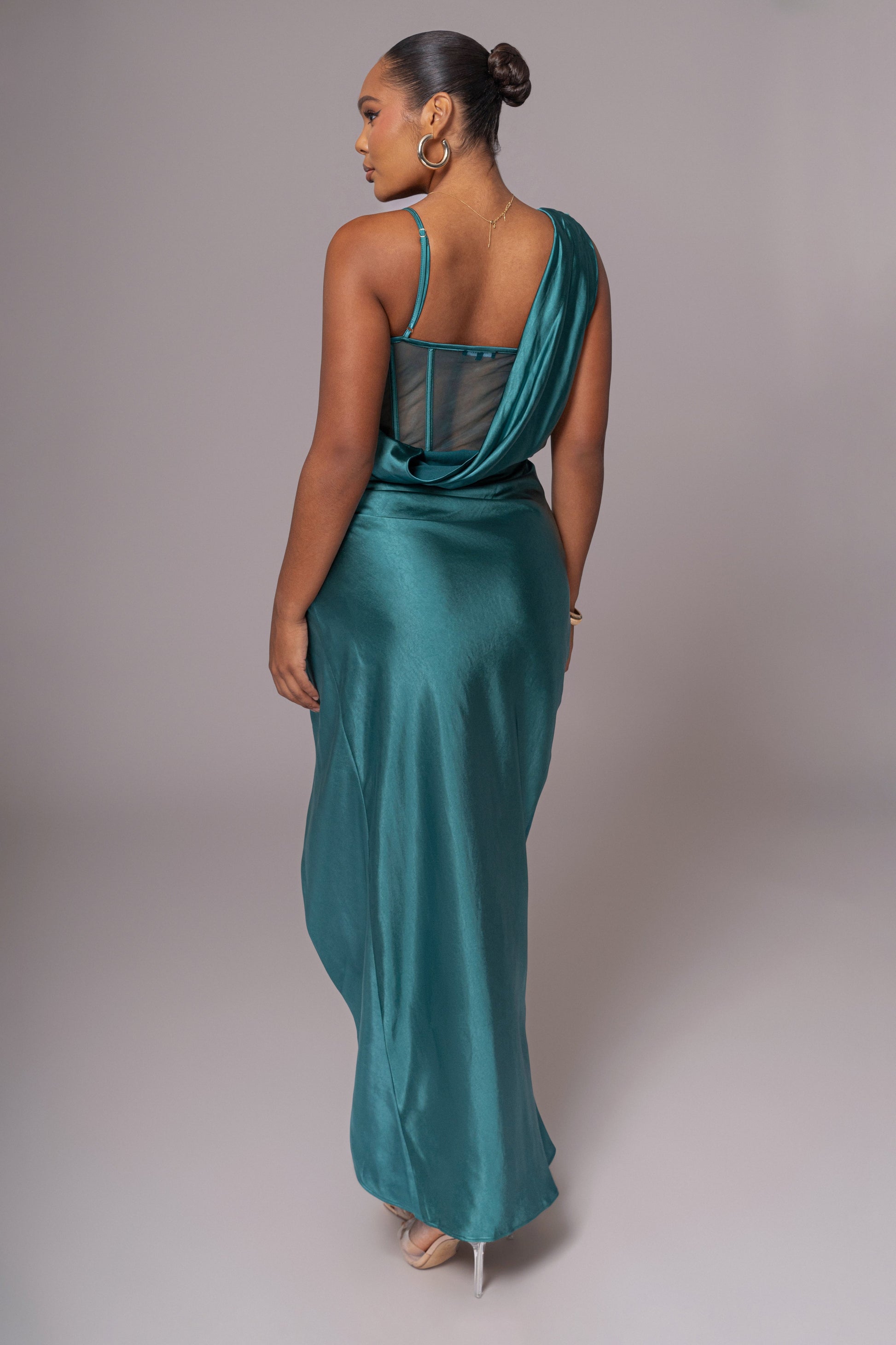 Emerald Green Anastacia Drape Maxi Dress JLUXLABEL