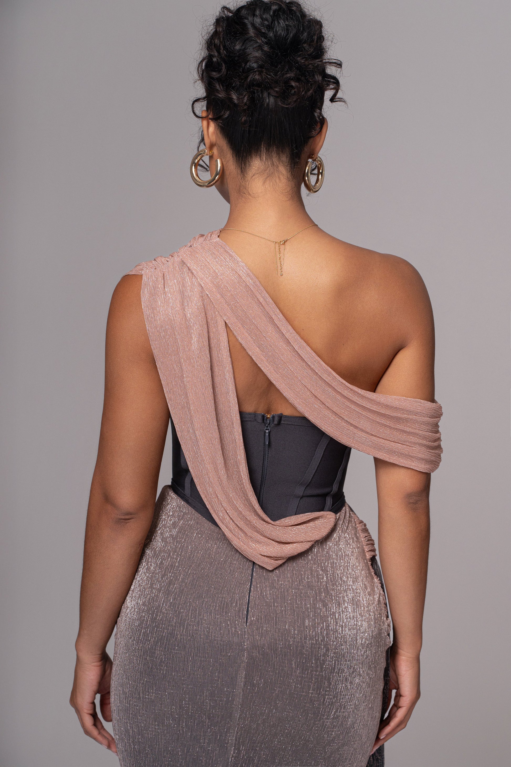 Pink Dusk Celestina Draped Maxi Dress JLUXLABEL