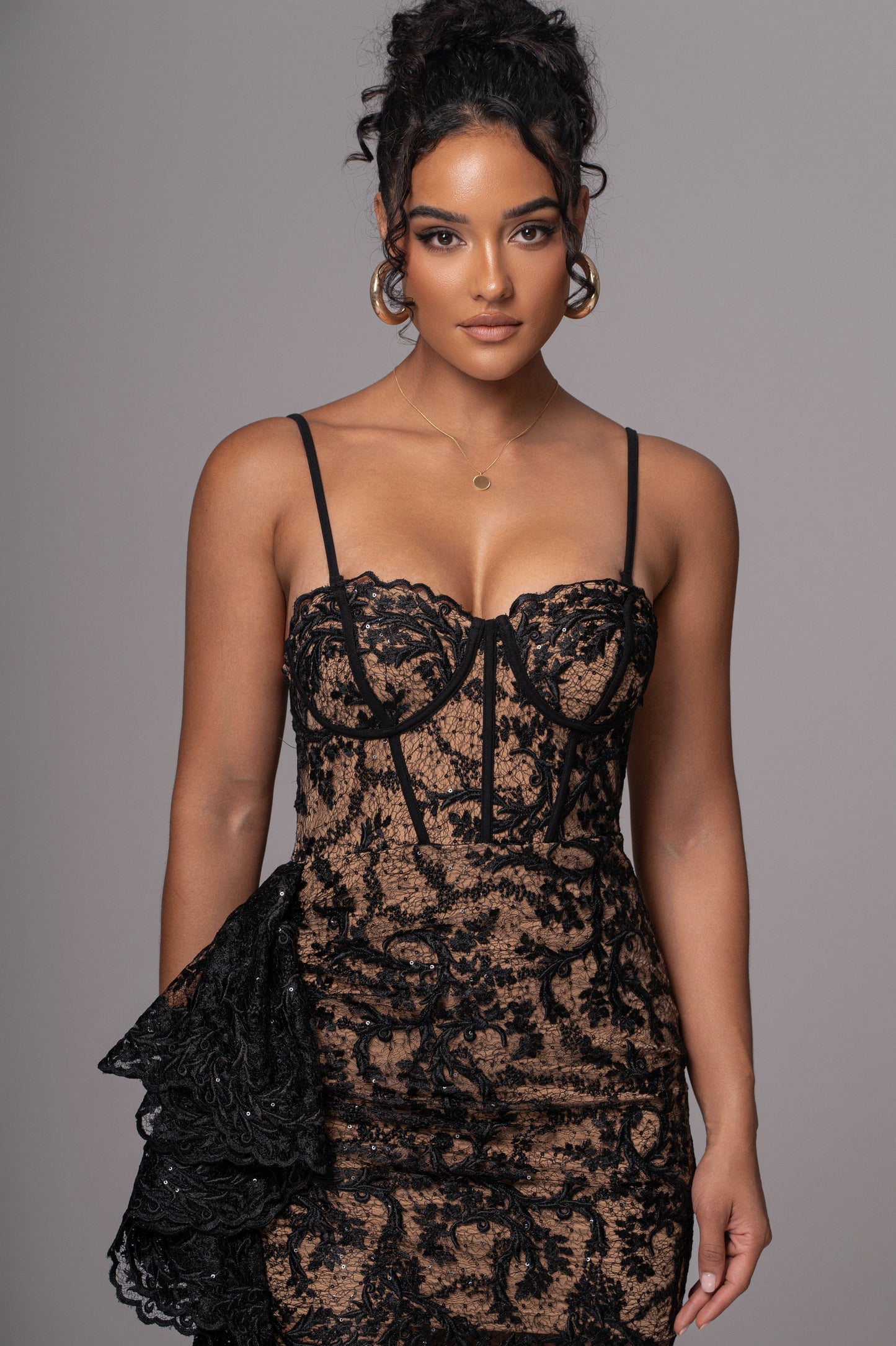 Black Marilyn Lace Mini Dress JLUXLABEL