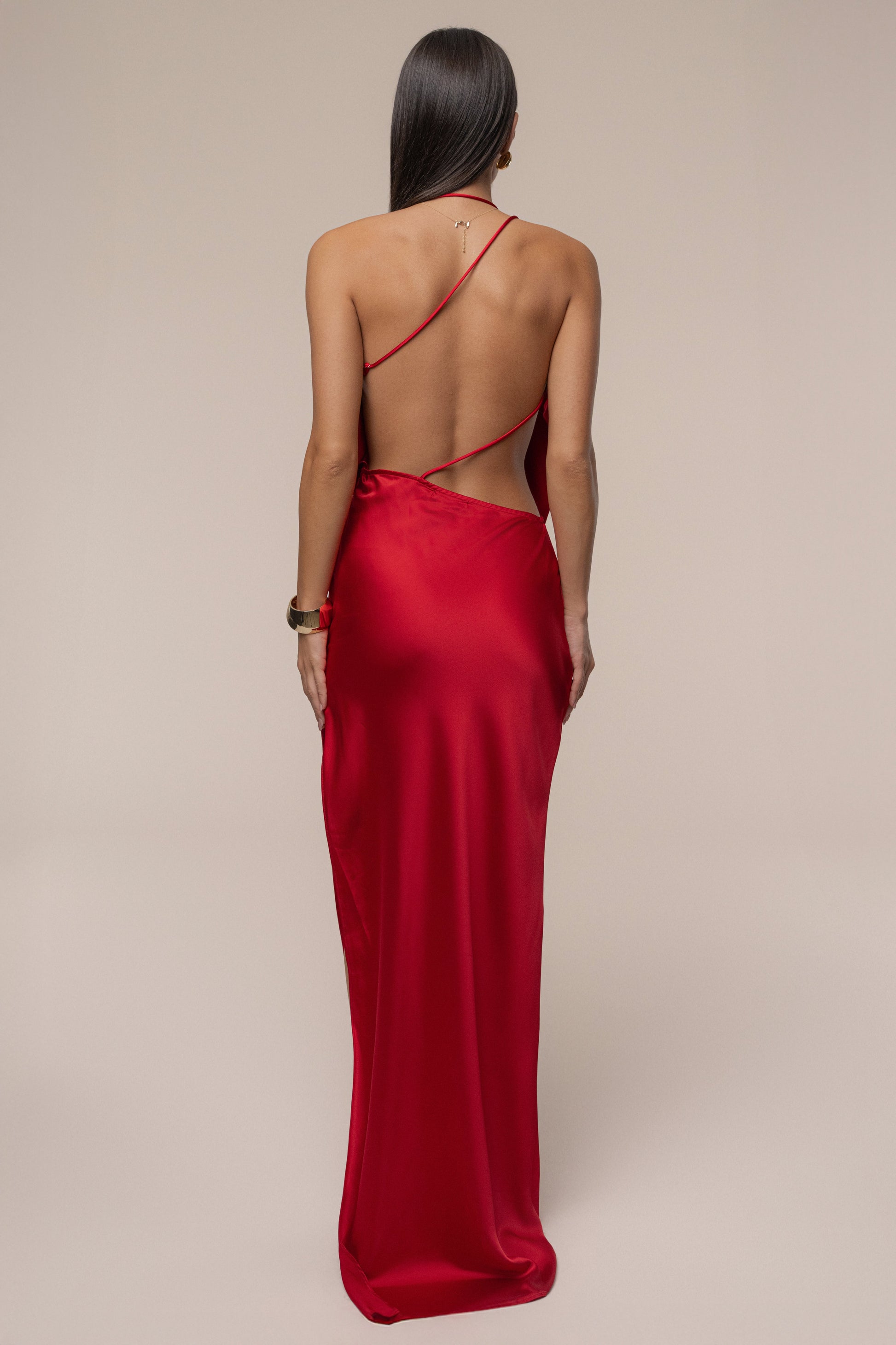 Red Delmara Cowl Maxi Dress JLUXLABEL