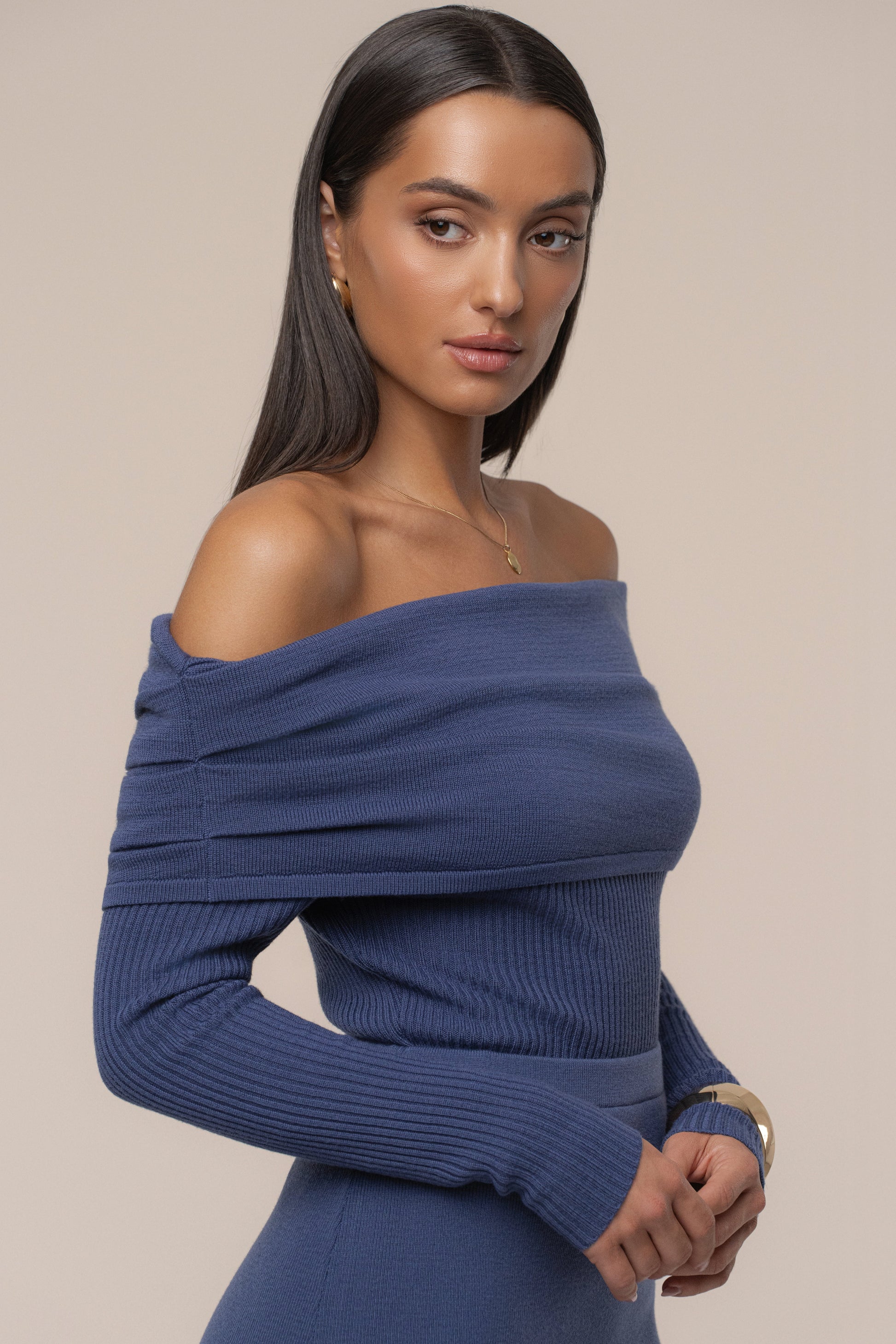 Dusk Off The Shoulder Knit Top JLUXLABEL