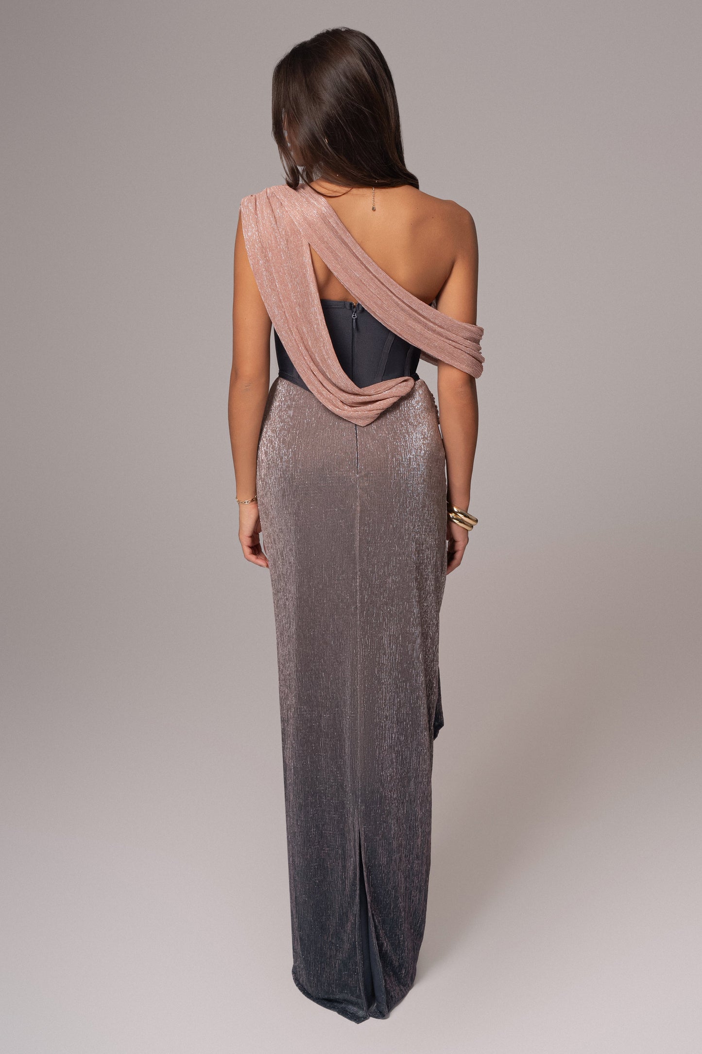 Pink Dusk Celestina Draped Maxi Dress JLUXLABEL