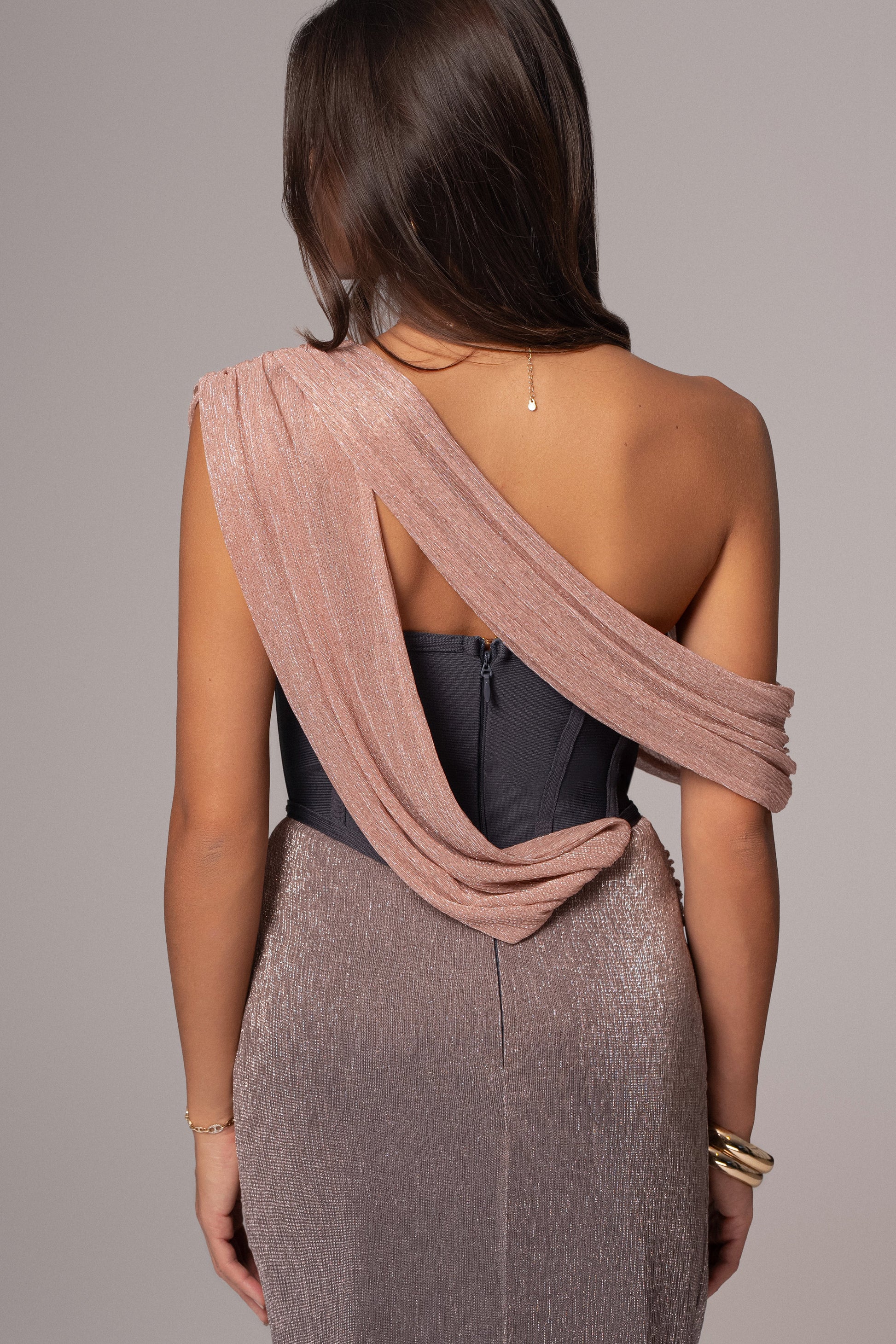 Pink Dusk Celestina Draped Maxi Dress JLUXLABEL