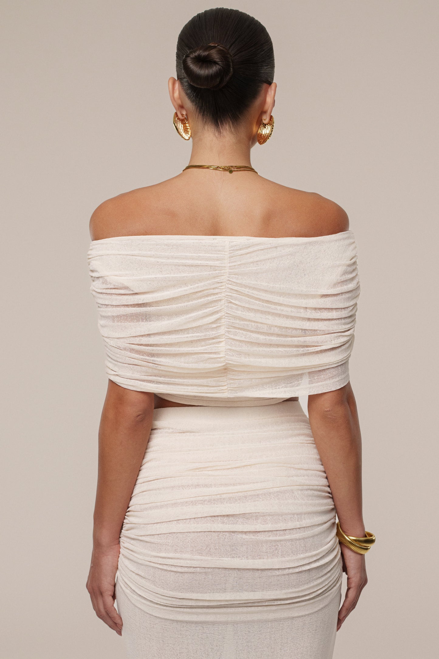 Ivory Ella Ruched Skirt Set JLUXLABEL