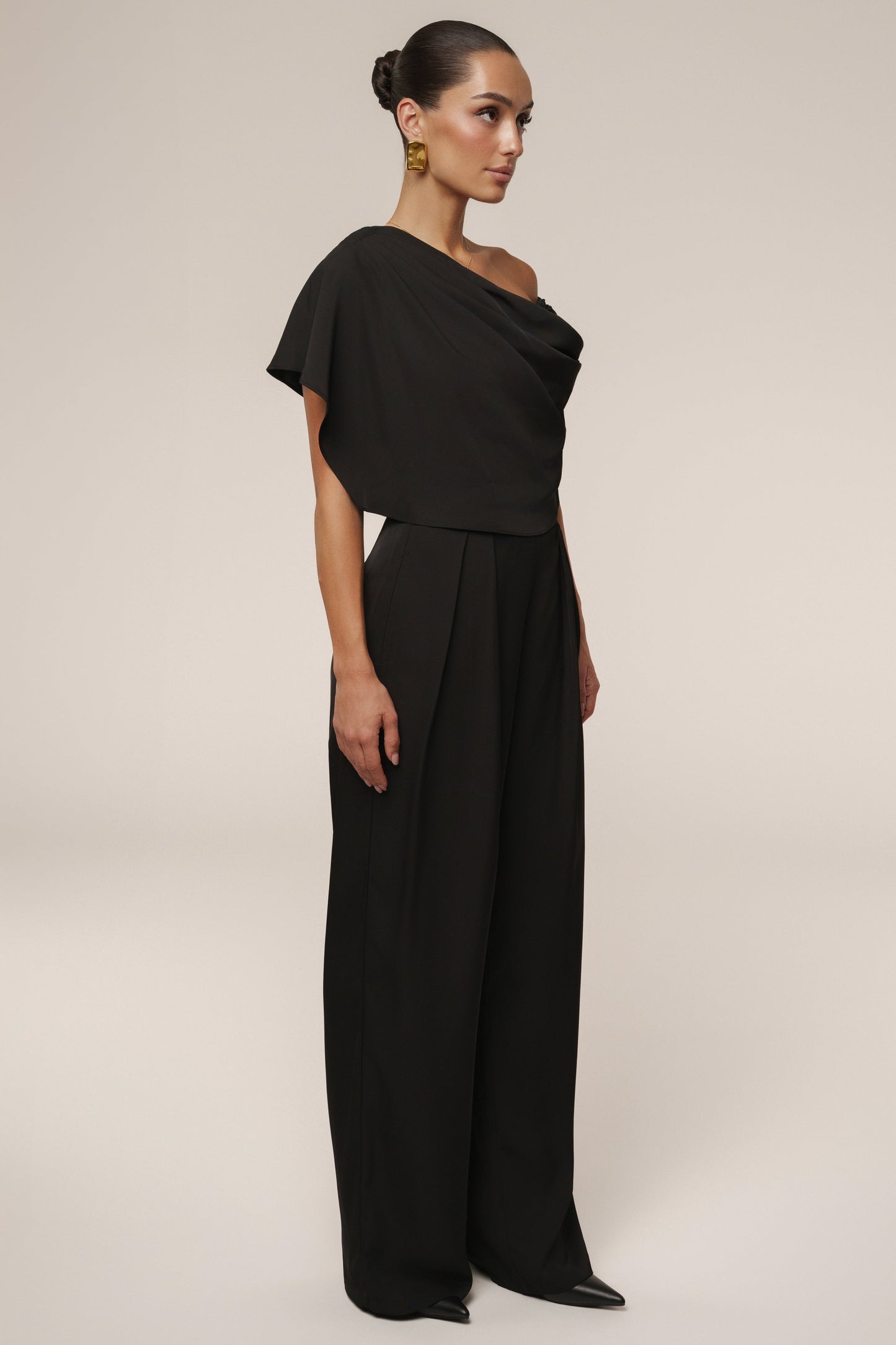 Black Gleam and Glow Satin Top JLUXLABEL