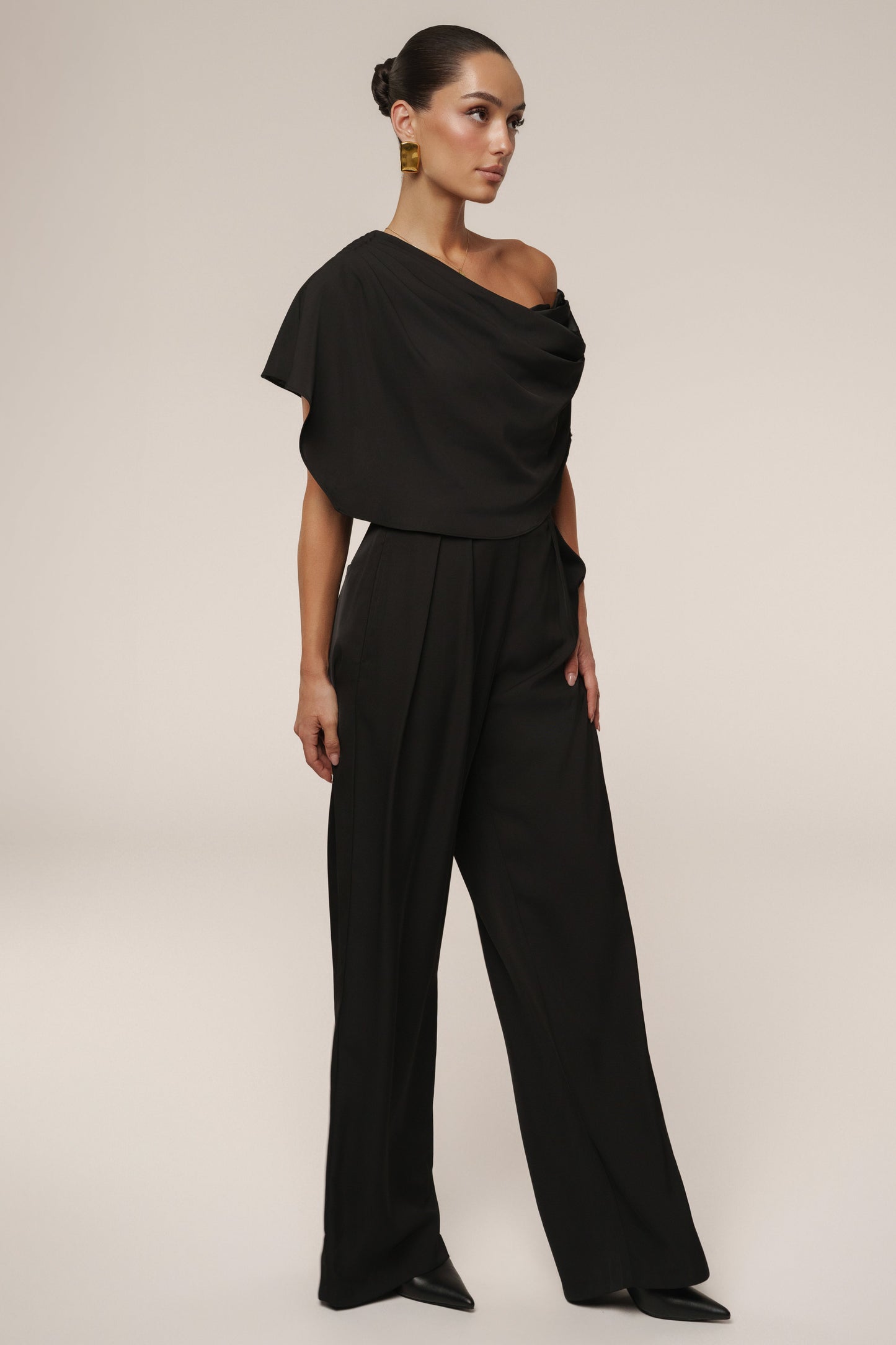 Black Gleam and Glow Satin Top JLUXLABEL