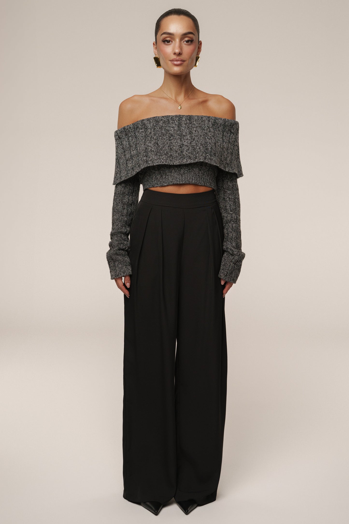 Grey Off Duty Sweater Top JLUXLABEL