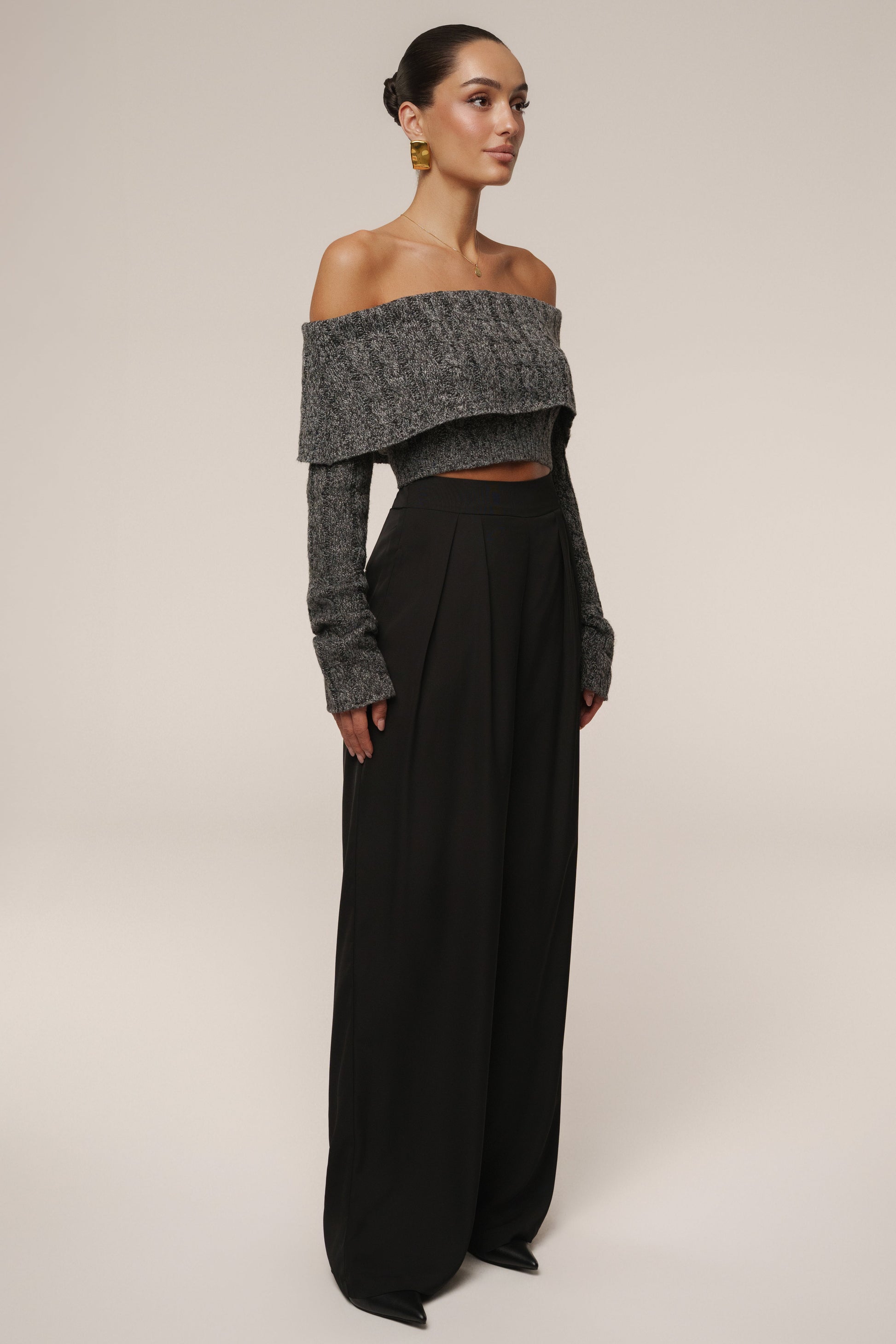 Grey Off Duty Sweater Top JLUXLABEL