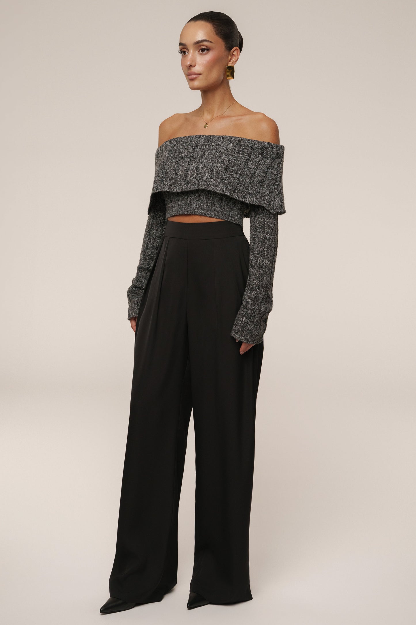 Grey Off Duty Sweater Top JLUXLABEL