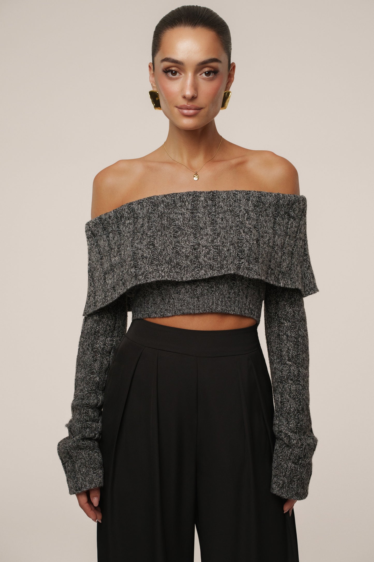 Grey Off Duty Sweater Top JLUXLABEL