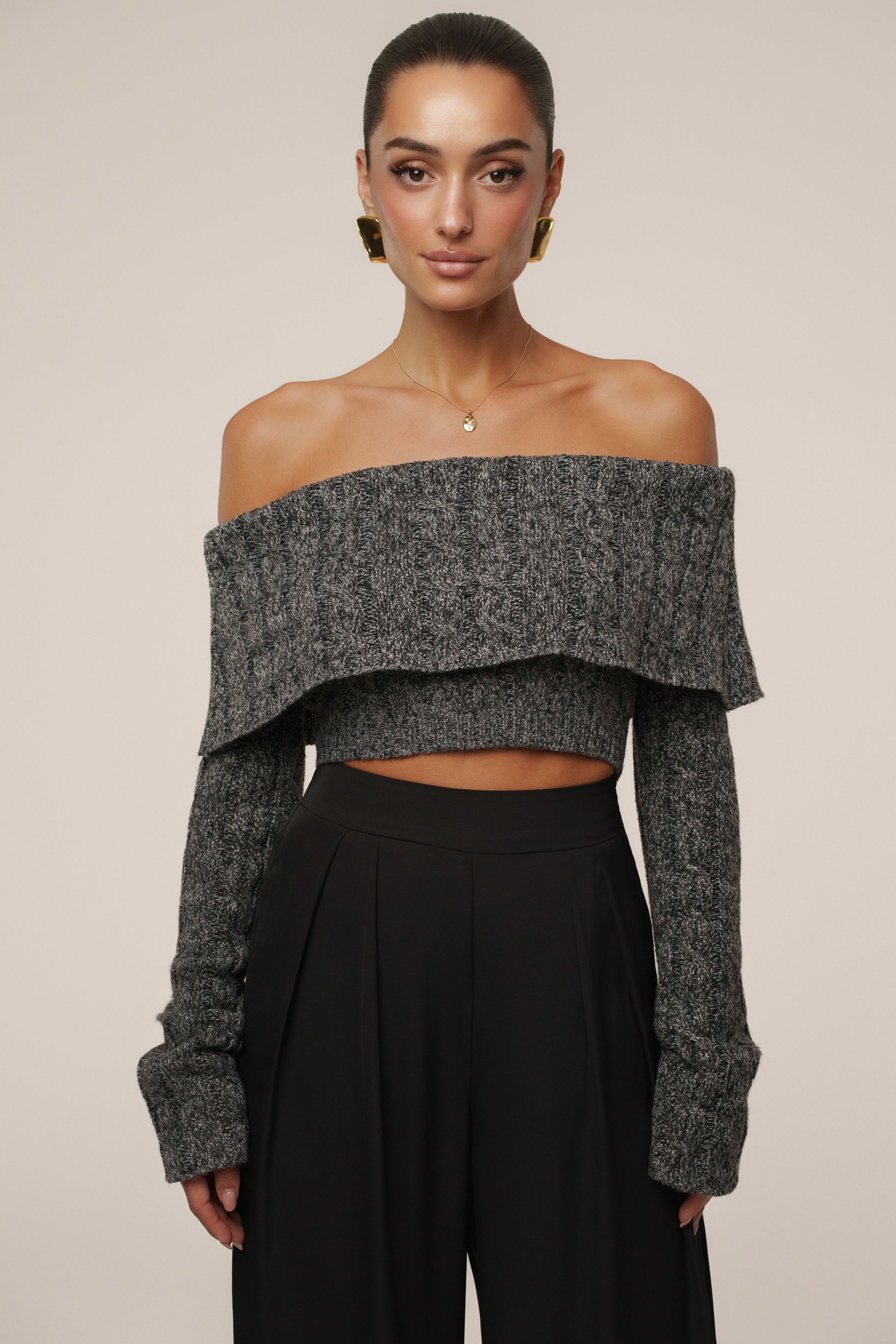 Grey Off Duty Sweater Top JLUXLABEL