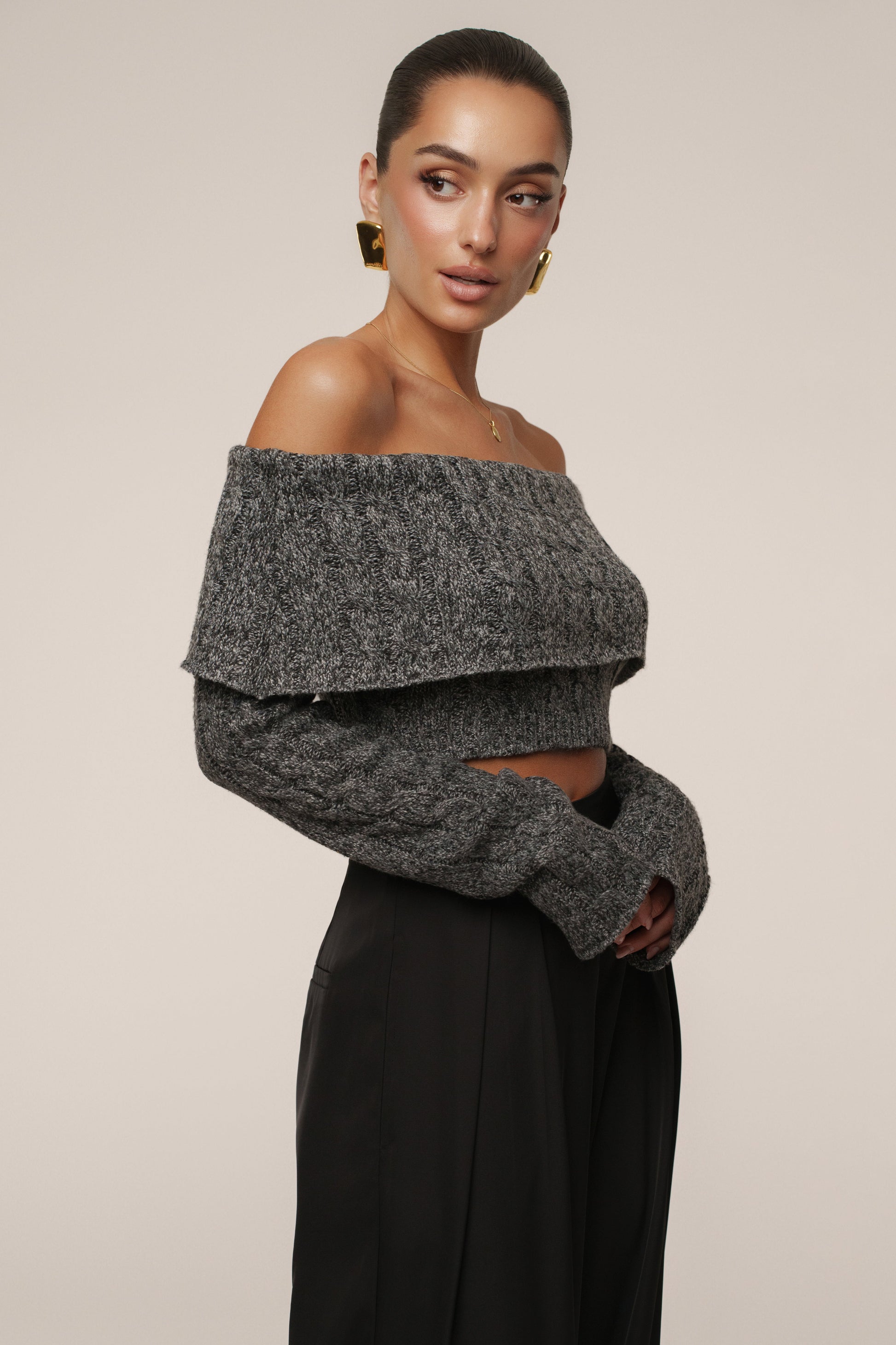 Grey Off Duty Sweater Top JLUXLABEL
