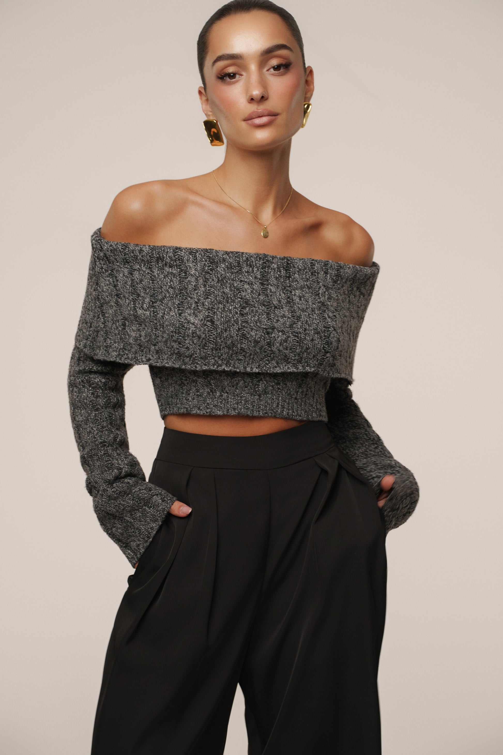 Grey Off Duty Sweater Top JLUXLABEL