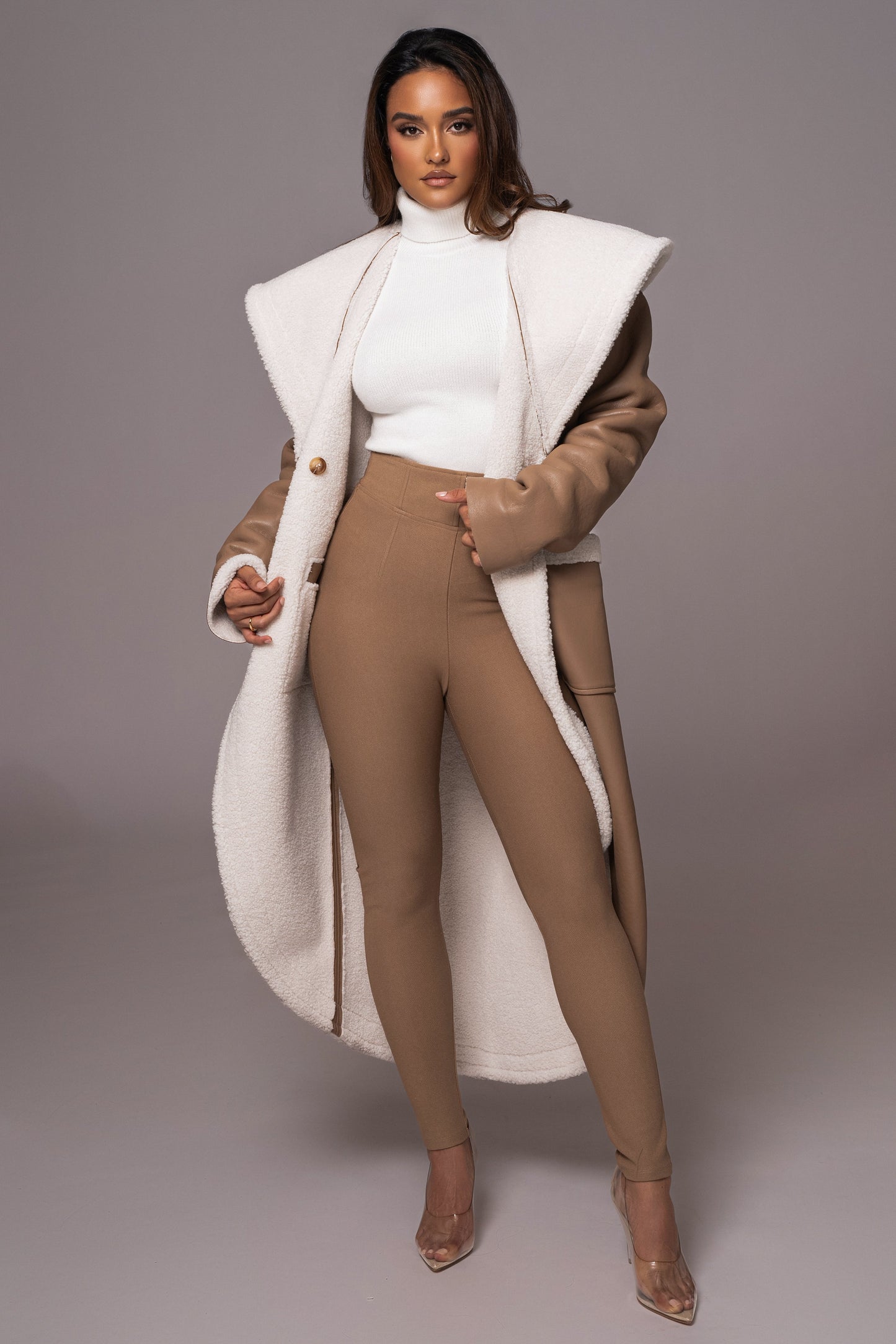 Tan Jaida Reversible Teddy Coat JLUXLABEL