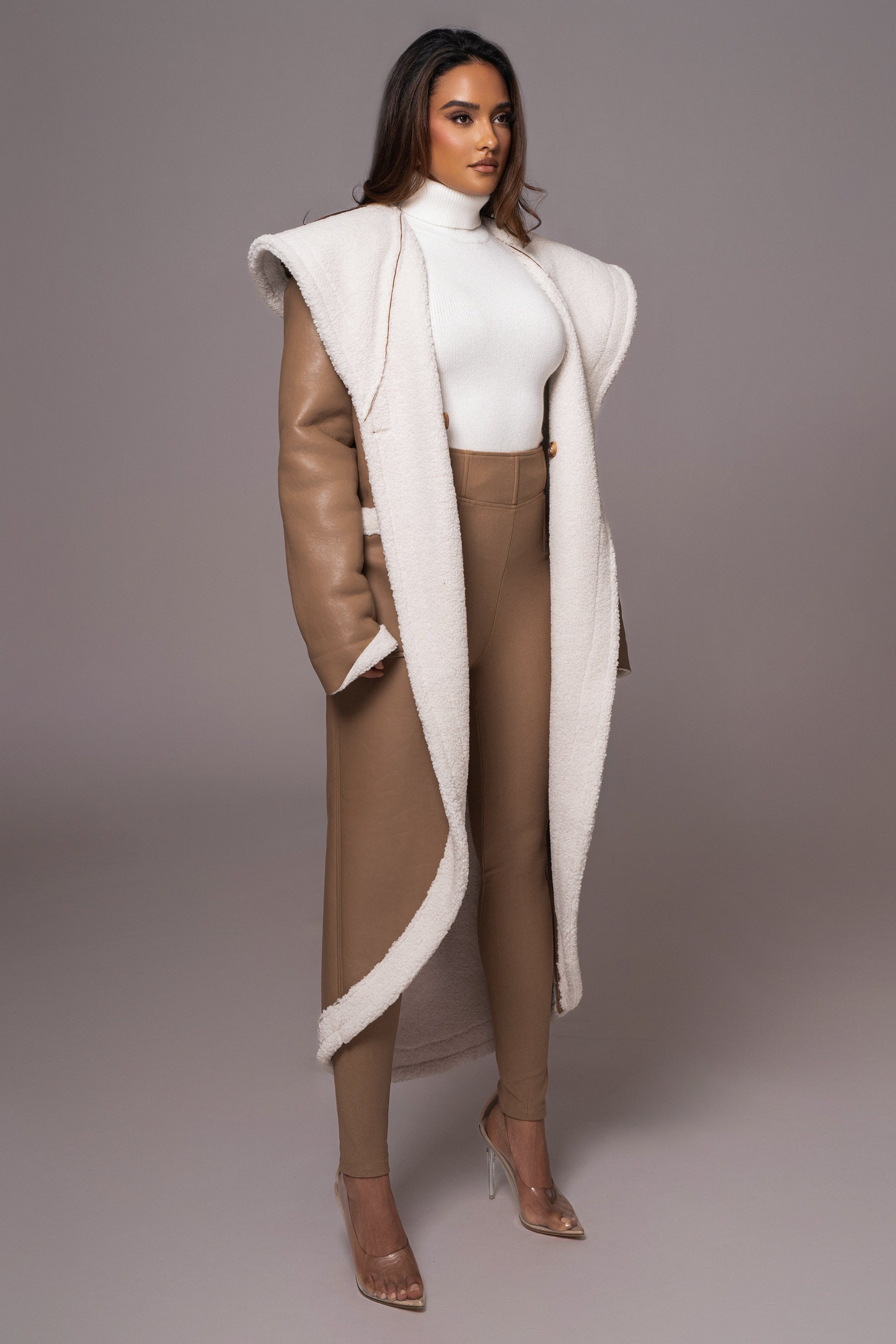 Tan Jaida Reversible Teddy Coat JLUXLABEL