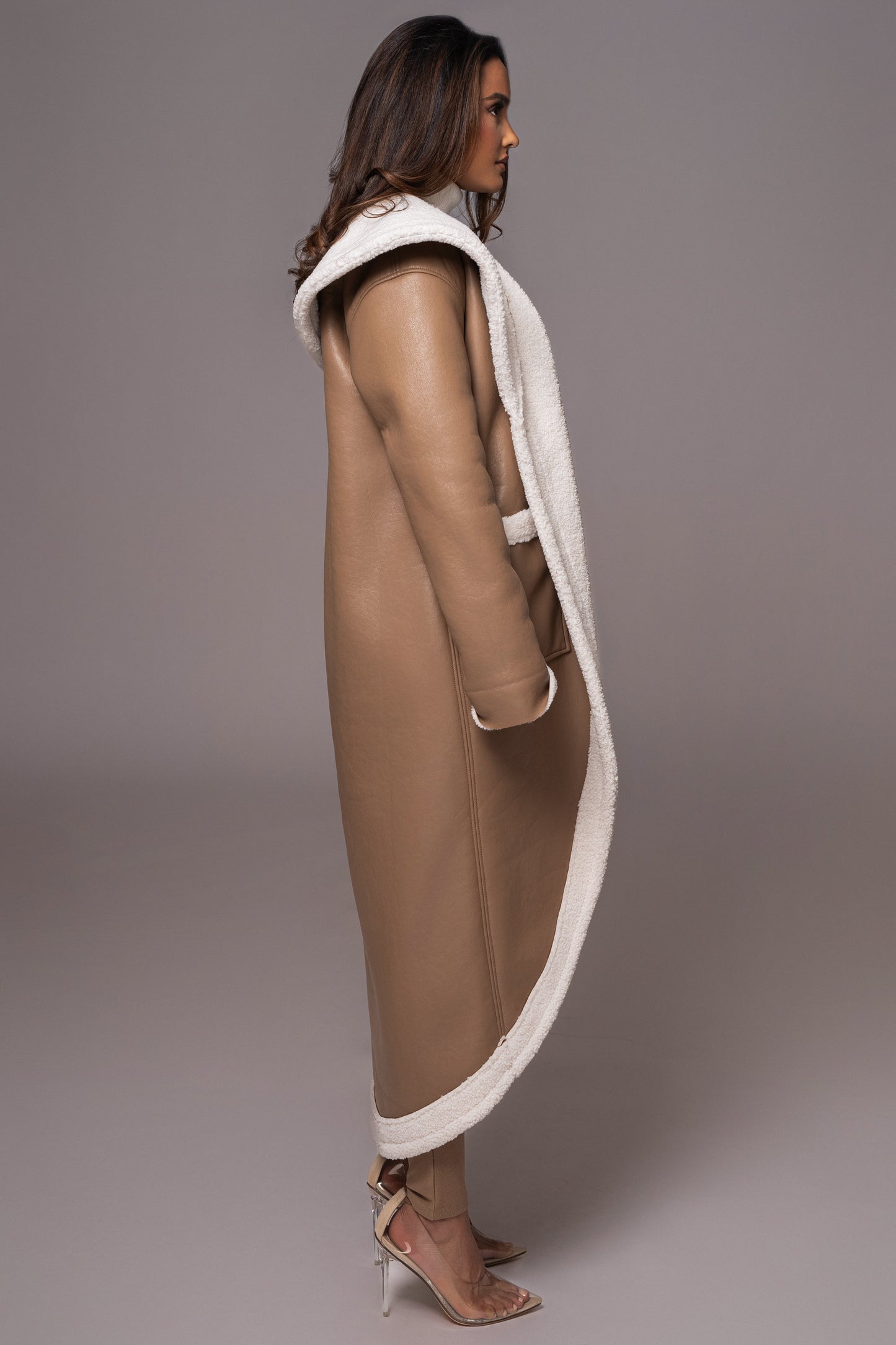 Tan Jaida Reversible Teddy Coat JLUXLABEL