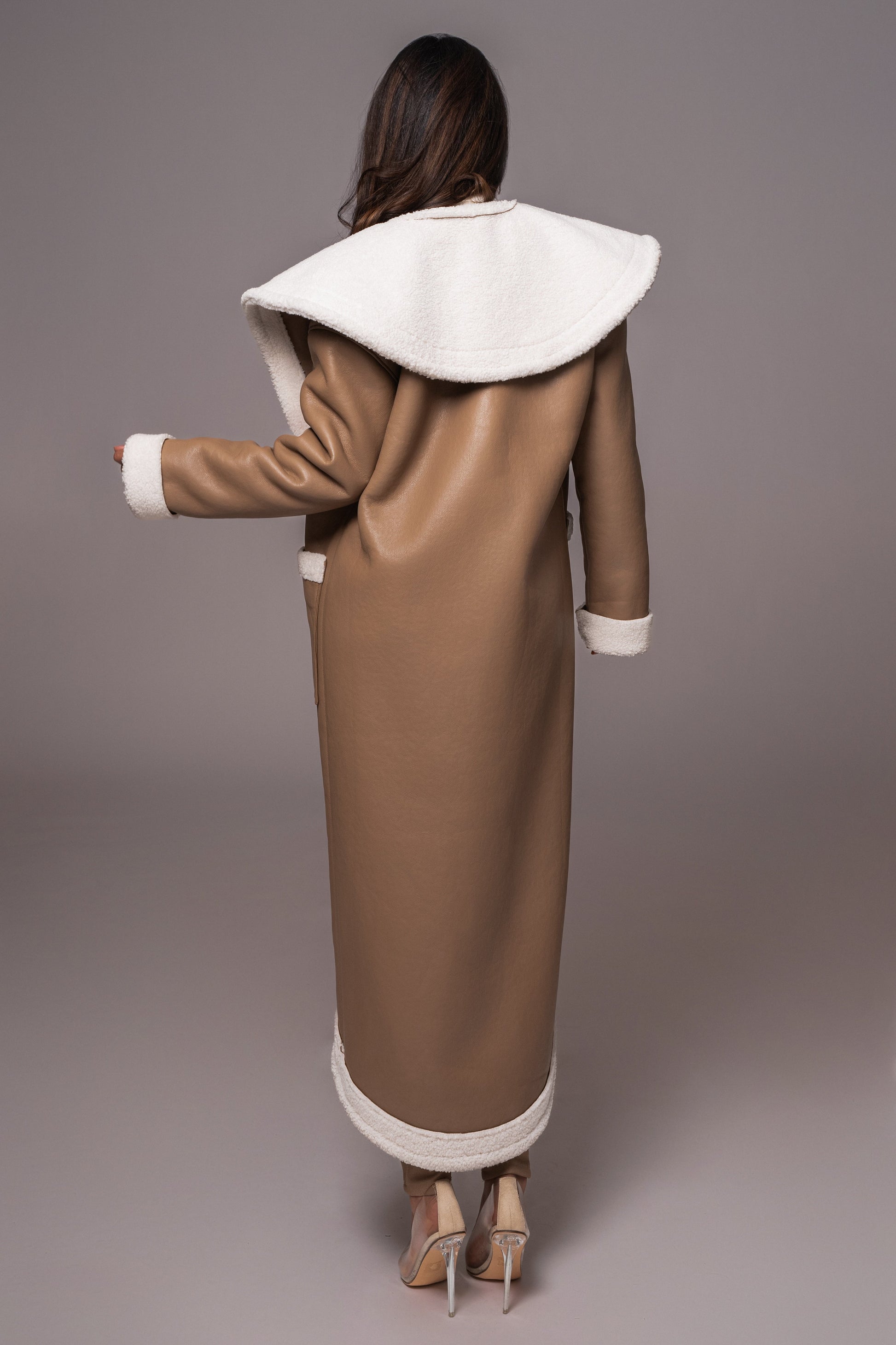 Tan Jaida Reversible Teddy Coat JLUXLABEL