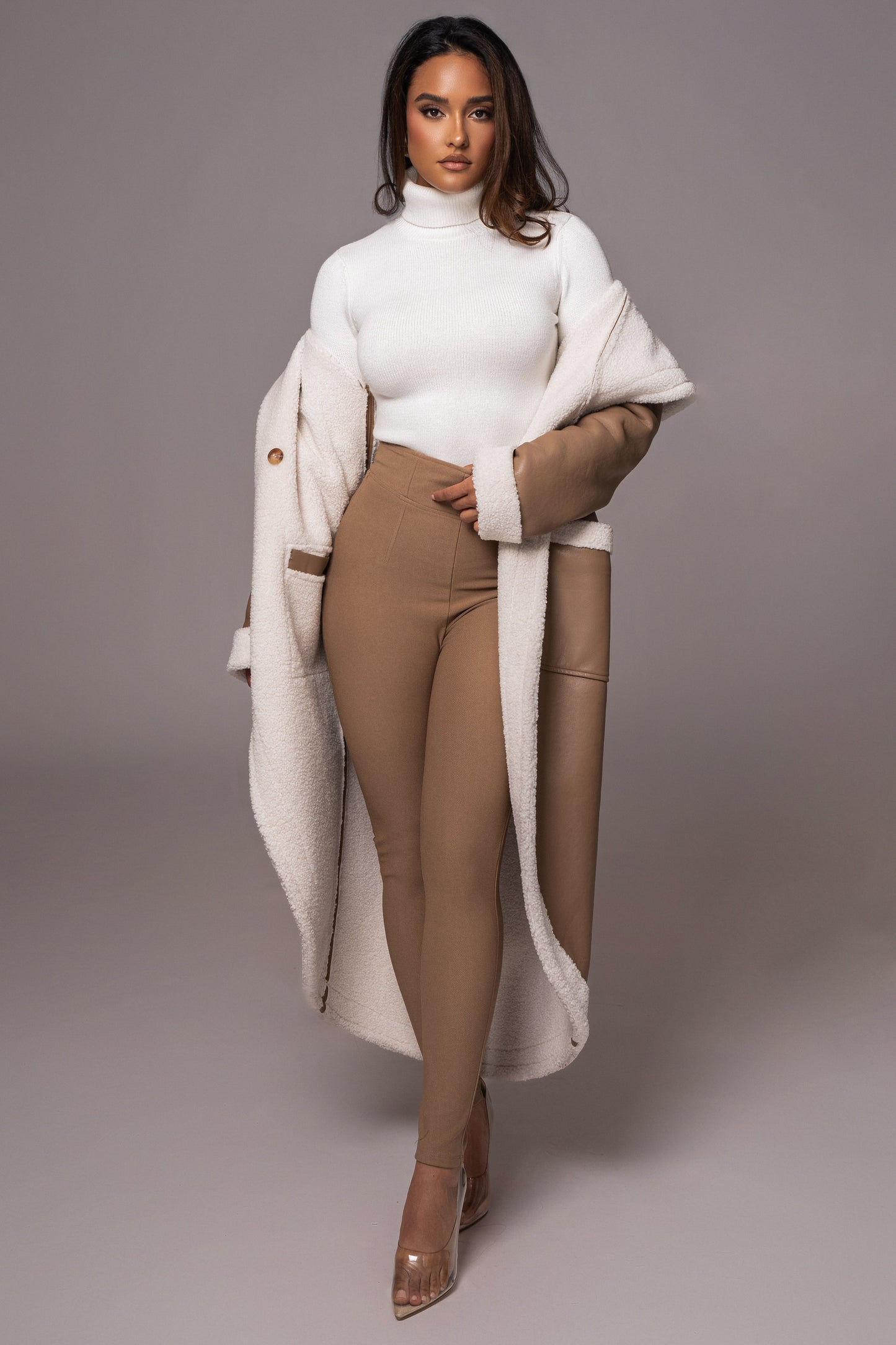 Tan Jaida Reversible Teddy Coat JLUXLABEL