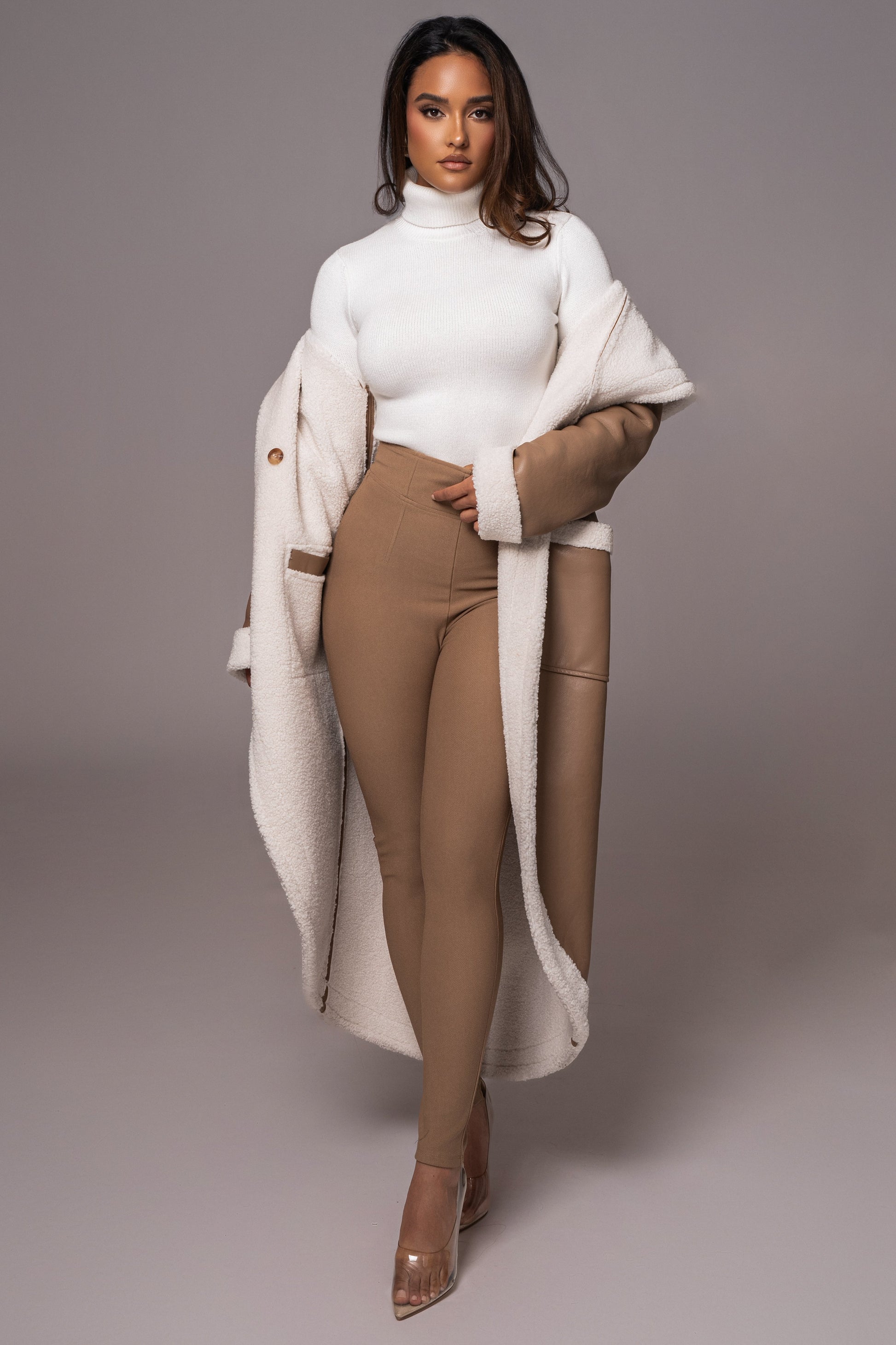 Tan Jaida Reversible Teddy Coat JLUXLABEL