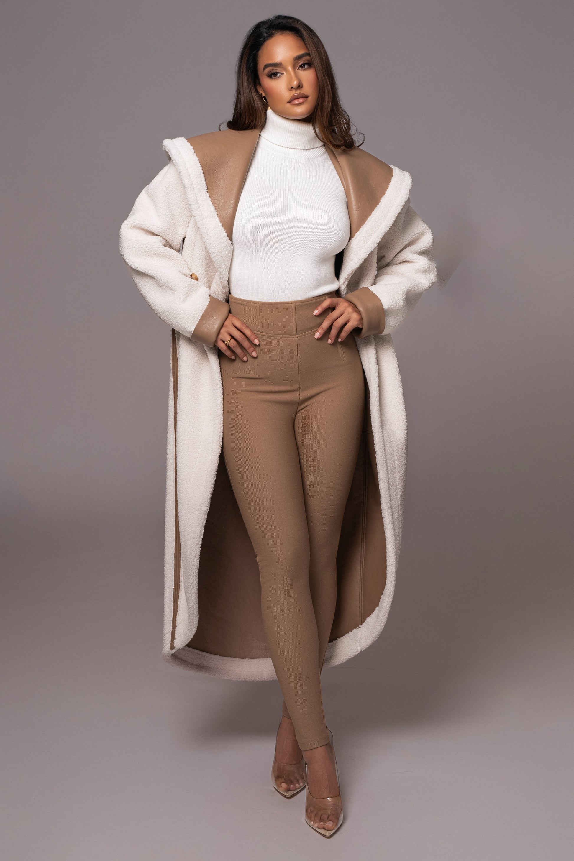 Tan Jaida Reversible Teddy Coat JLUXLABEL