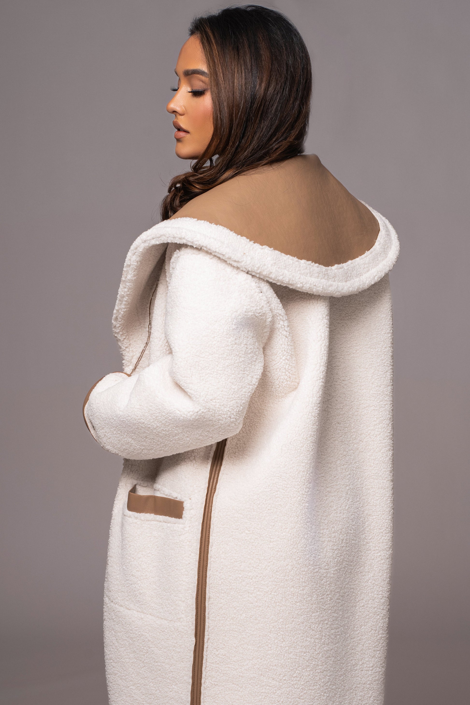 Tan Jaida Reversible Teddy Coat JLUXLABEL