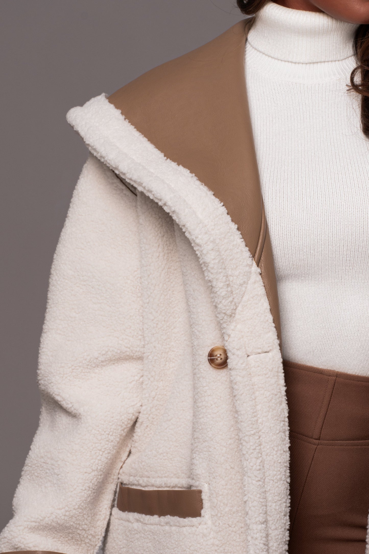 Tan Jaida Reversible Teddy Coat JLUXLABEL