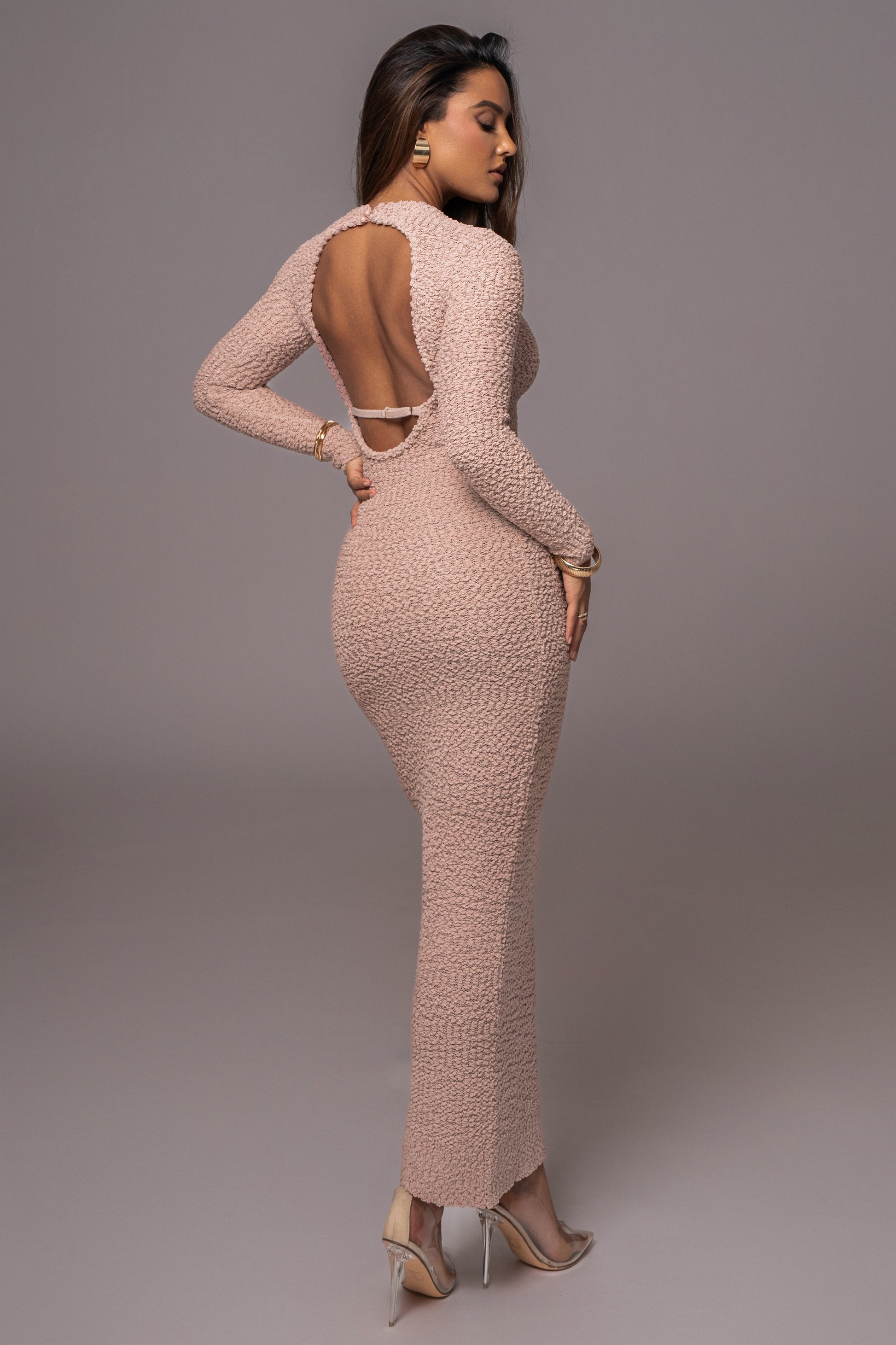 Beige Autumn Knit Maxi Dress JLUXLABEL
