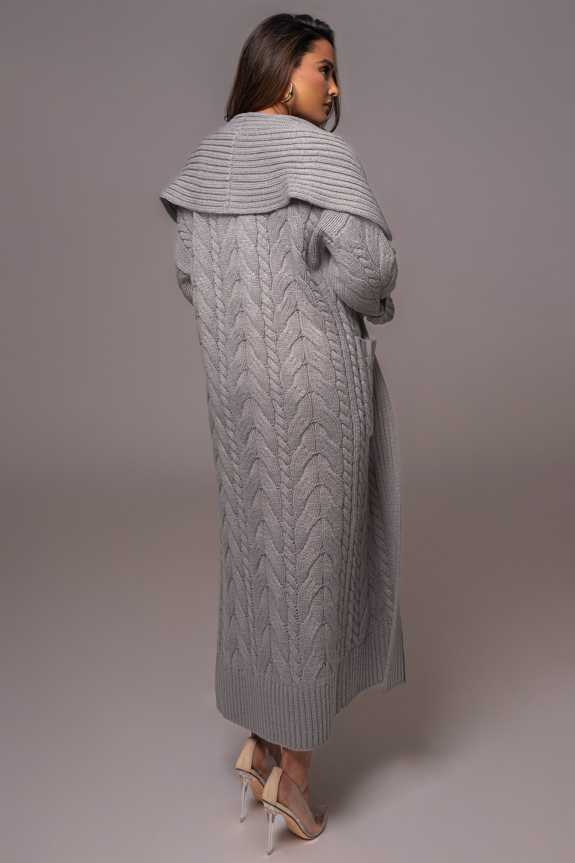 Heather Grey Upstate Cable Knit Cardigan JLUXLABEL