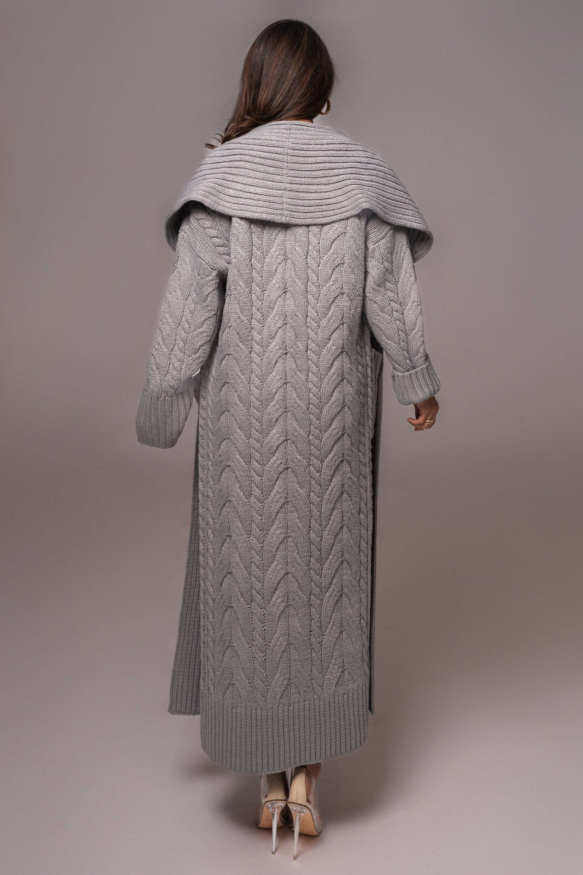 Heather Grey Upstate Cable Knit Cardigan JLUXLABEL