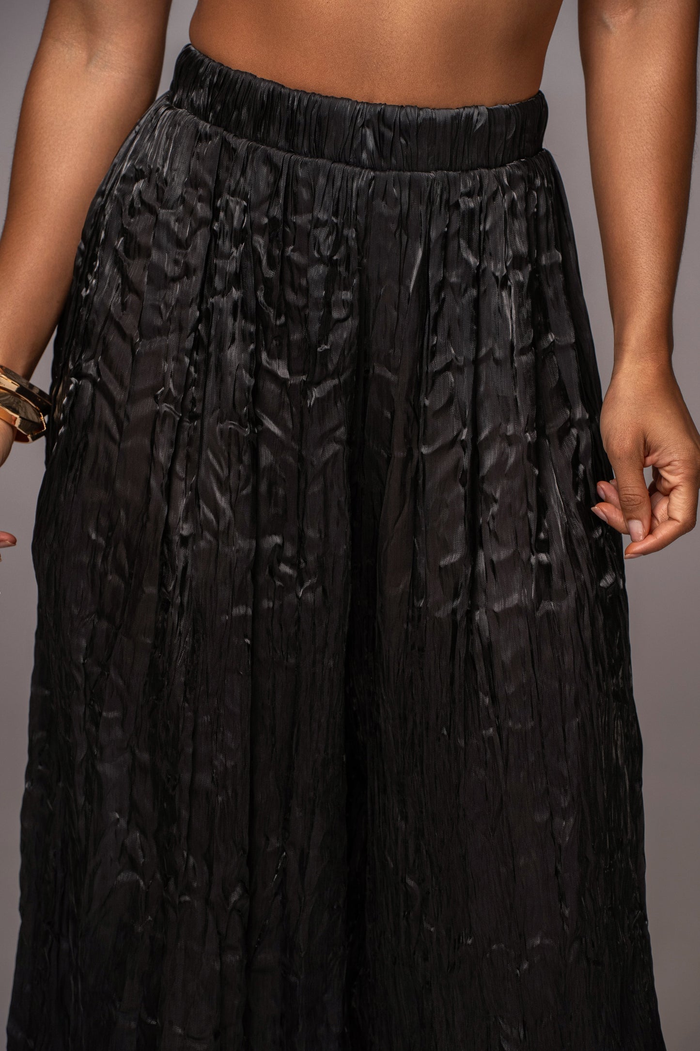 Black Let's Get Away Satin Pant Set JLUXLABEL