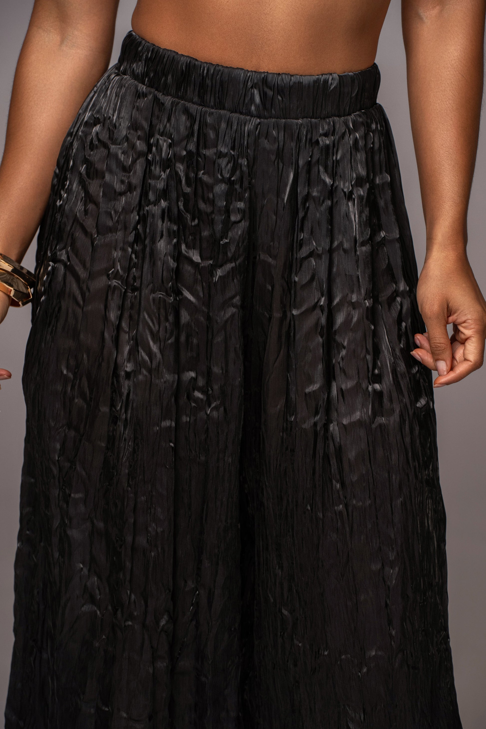 Black Let's Get Away Satin Pant Set JLUXLABEL