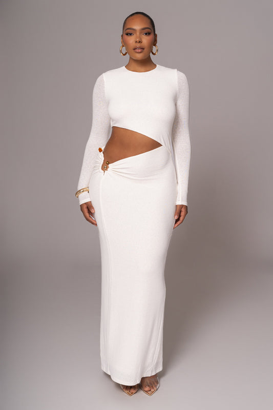 White Summer Romance Cutout Dress JLUXLABEL