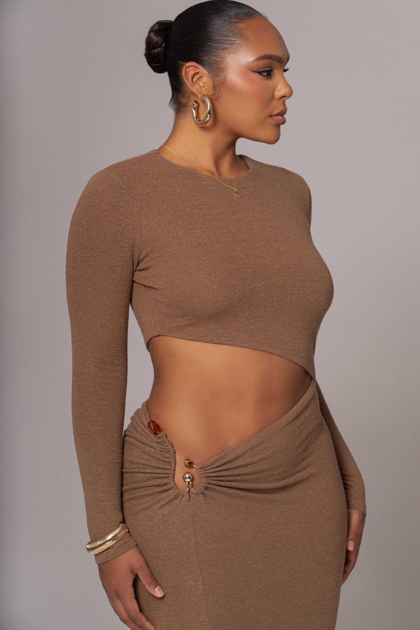 Chocolate Summer Romance Cutout Dress JLUXLABEL