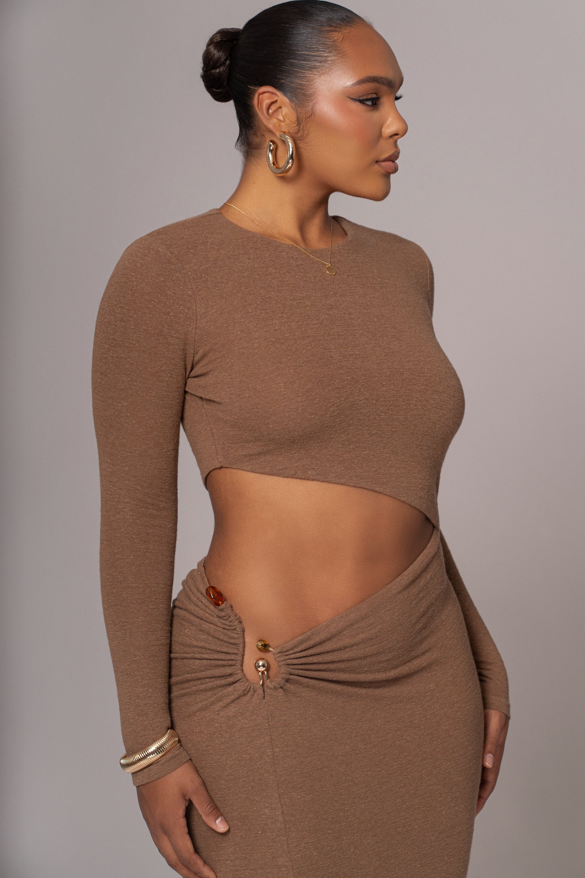 Chocolate Summer Romance Cutout Dress JLUXLABEL